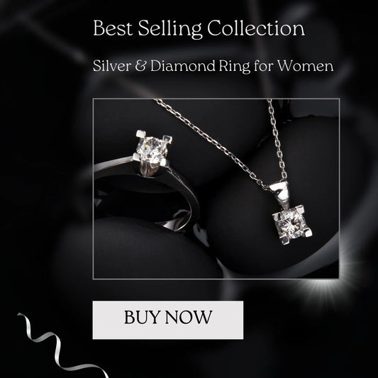 “Alaknanda Diamond Jewelry – Elegant Silver and Diamond Ring with Matching Pendant for Women, Timeless Sparkle, Luxury Beauty”