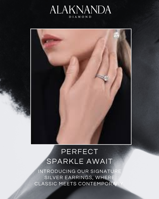 "Alaknanda’s Signature Silver Earrings – Perfect Sparkle Where Classic Elegance Meets Contemporary Style, Crafted for Timeless Brilliance"
