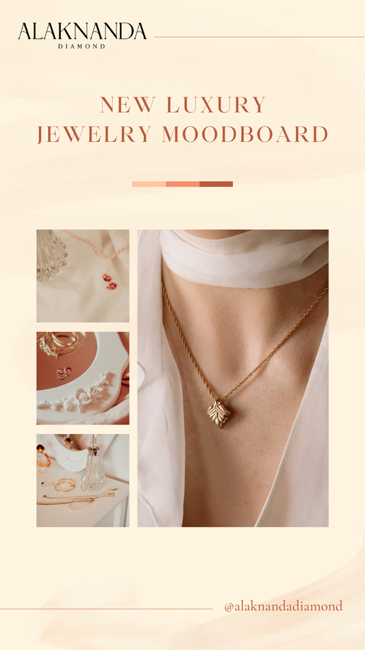 "Discover Alaknanda’s Luxury Jewelry Moodboard – Elegant Designs, Soft Hues, and Timeless Style in Every Detail.