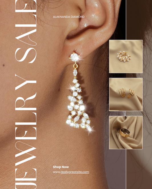 Radiant Diamond Elegance – Alaknanda’s Dazzling Collection of Earrings, Rings, and Timeless Gold Jewels