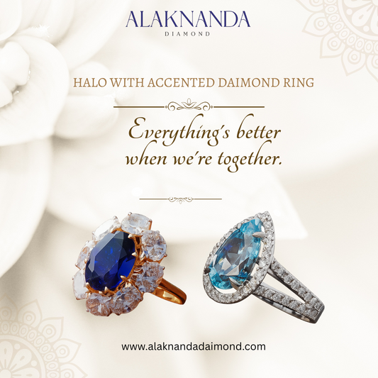 Elegant Alaknanda Halo Accented Diamond Rings – Exquisite Craftsmanship with Brilliant Gemstones for Timeless Luxury and Romantic Elegance