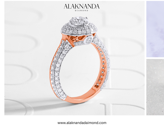 "Alaknanda’s Rose Gold Diamond Ring – A Luxurious Blend of Elegance, Sparkle, and Masterful Craftsmanship