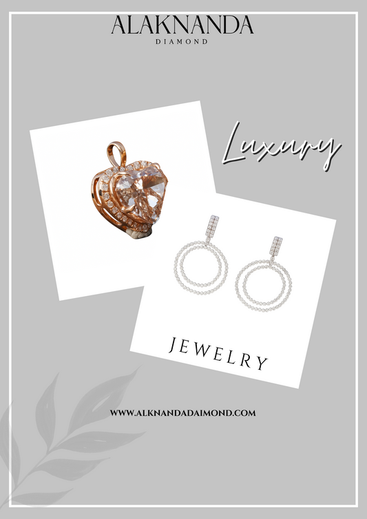 "Alaknanda Diamond Luxury Jewelry – Elegant Heart Pendant and Sparkling Hoop Earrings with Timeless Beauty"