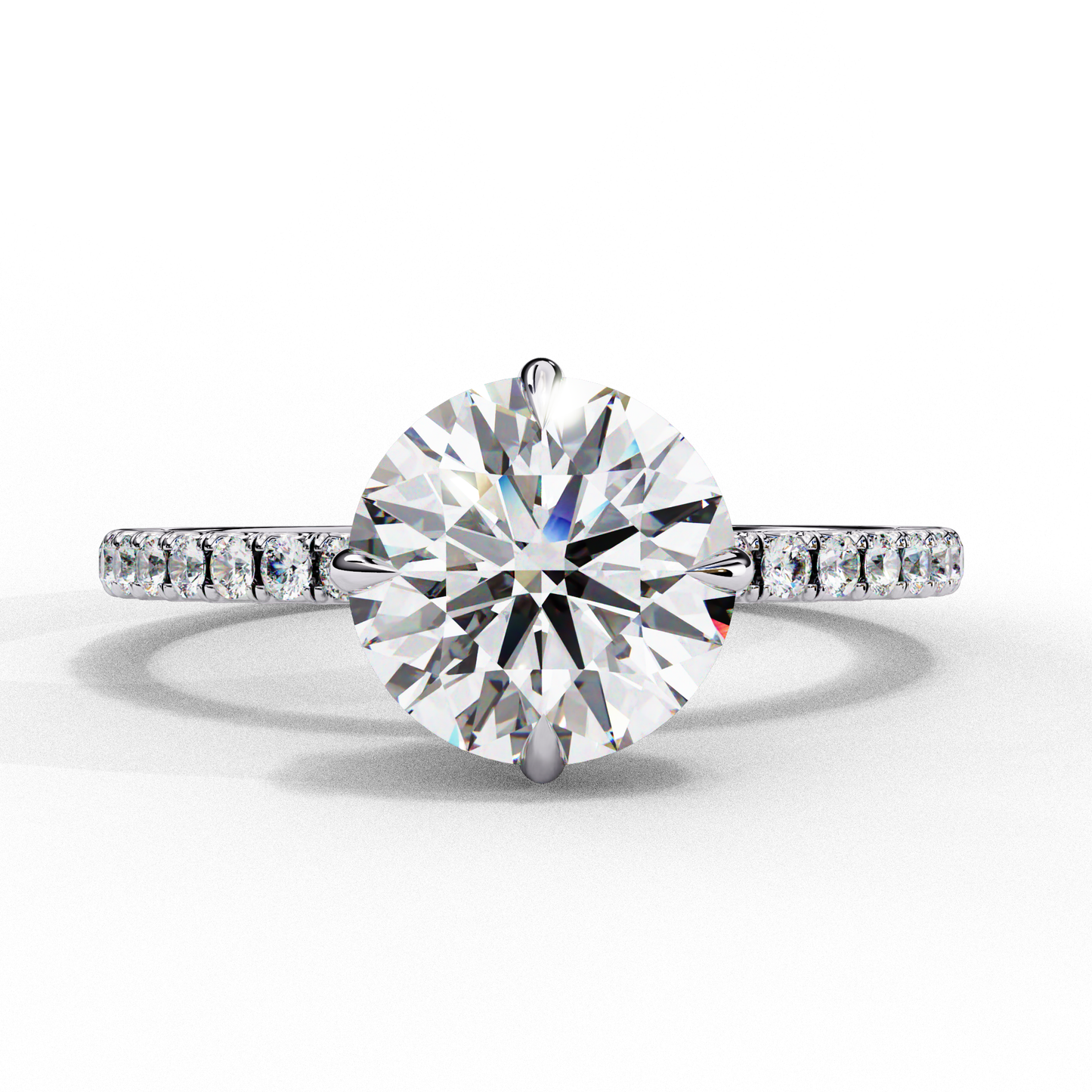 2.5 Ct Round Cut E-VS Lab Grown Diamond Hidden Halo Engagement Ring/Wedding Ring/E Color/VS Clarity/2 Ct Diamond Ring/CVD Diamond Ring/Round Cut Diamond/Round Diamond Side Stone/Six Prong Set/Pave Set/10k Gold/14k Gold/18k Gold/Yellow Gold/White Gold/Rose Gold/Anniversary Gift