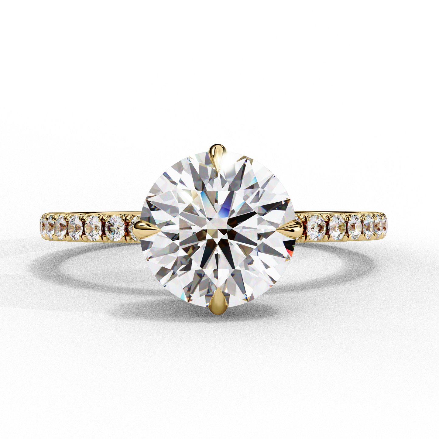 2.5 Ct Round Cut E-VS Lab Grown Diamond Hidden Halo Engagement Ring/Wedding Ring/E Color/VS Clarity/2 Ct Diamond Ring/CVD Diamond Ring/Round Cut Diamond/Round Diamond Side Stone/Six Prong Set/Pave Set/10k Gold/14k Gold/18k Gold/Yellow Gold/White Gold/Rose Gold/Anniversary Gift