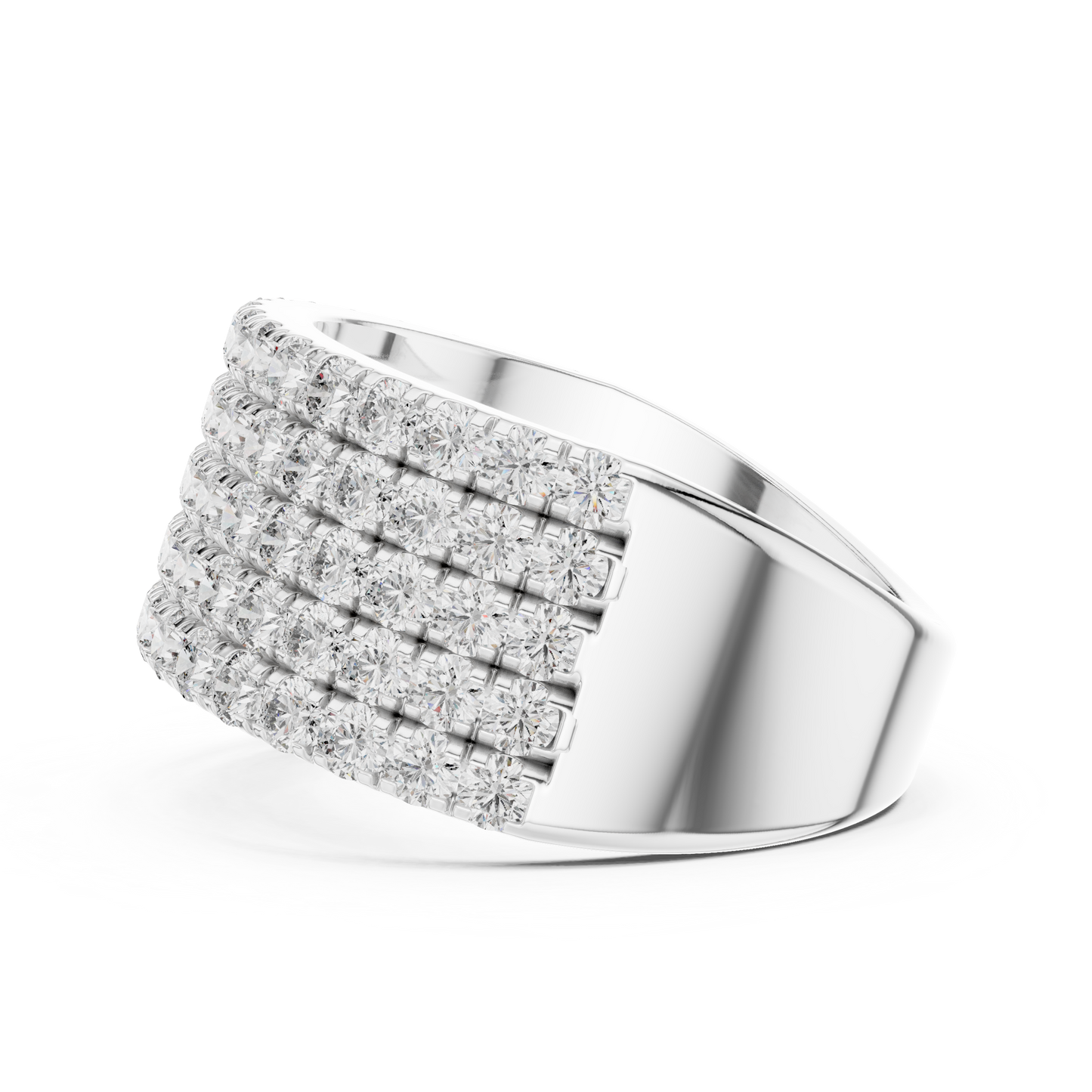 Yellow Gold Wide Pave Round Lab Grown Diamond Wedding Band