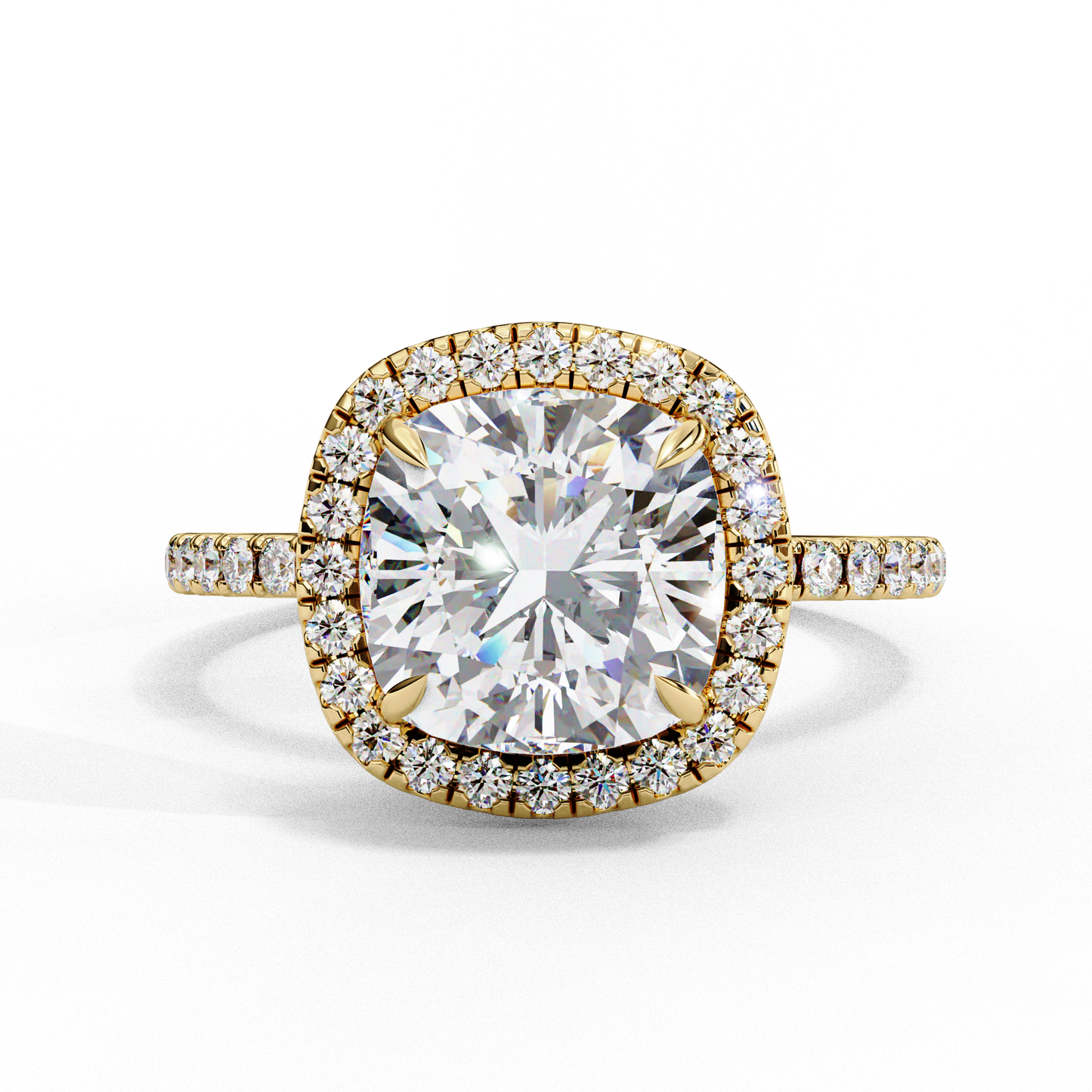 3.75 Ct Cushion Cut Lab Grown Diamond Halo Engagement Ring/Wedding Ring/F Color/VS Clarity/3 Ct Diamond Ring/CVD Diamond Ring/Cushion Cut Diamond/Round Diamond Side Stone/Prong Set/Pave Set/Halo Set/10k Gold/14k Gold/18k Gold/Yellow Gold/White Gold/Rose Gold/Anniversary Gift