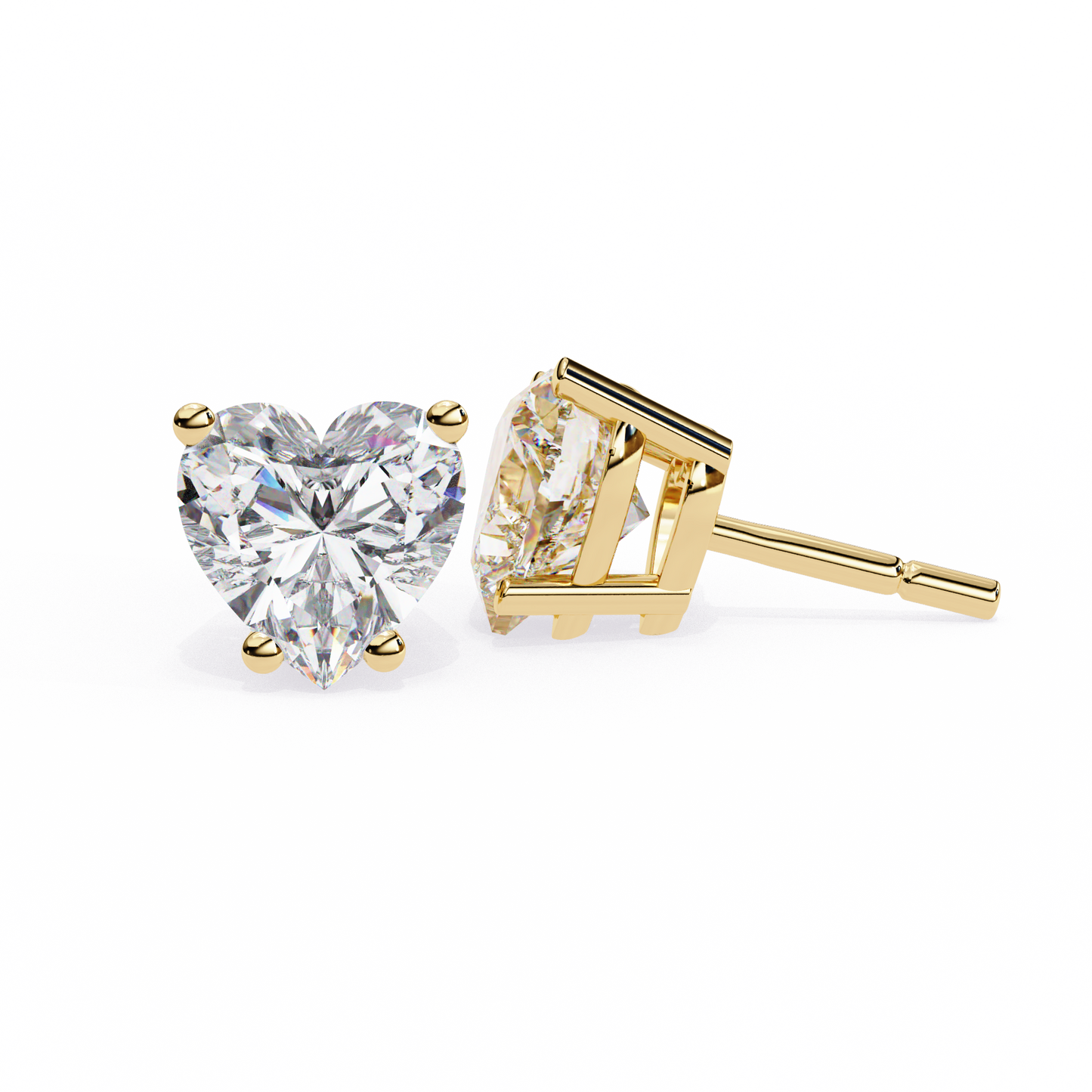 Heart Solitaire Studs/Heart Stone Earrings/Gold CVD Diamond Earring/Anniversary Gift/Solitaire Diamond Stud Earring/1 Ct Diamond Earring/Prong Setting/igi Certified/Stud Earring/Ethical Diamond/Silver Earring/Gold Earring/CVD Diamond Earring/EF Color Diamond/VS Clarity Diamond/Manmade Diamond/Lab Grown Diamond/Heart Cut Diamond