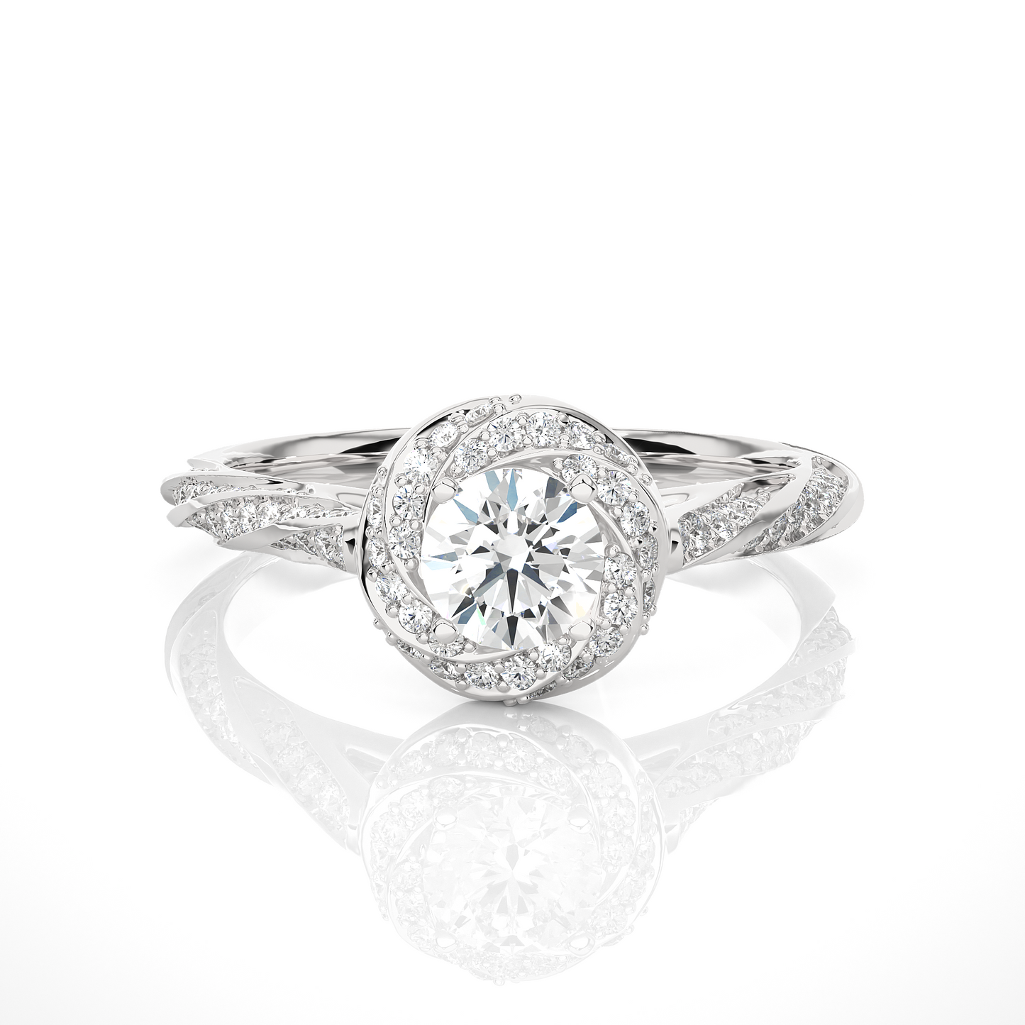 1.03 Ct Round Cut E-VS2 Lab Grown Diamond Halo Engagement Ring/Wedding Ring/E Color/VS Clarity/1 Ct Diamond Ring/CVD Diamond Ring/Round Cut Diamond/Round Diamond Side Stone/Prong Set/Pave Set/Halo Set/10k Gold/14k Gold/18k Gold/Yellow Gold/White Gold/Rose Gold/Anniversary Gift