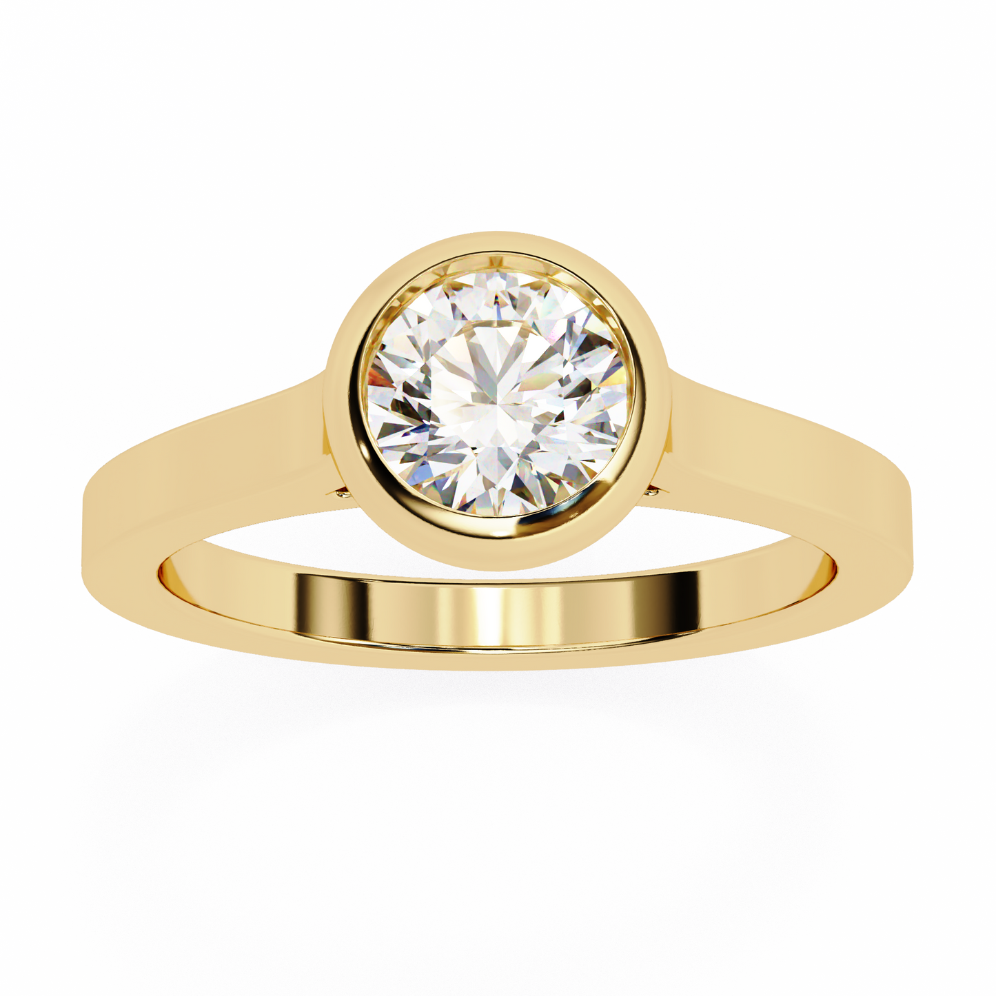 1.0 Ct Round Cut E-VS1 Lab Grown Diamond Bezel Engagement Ring