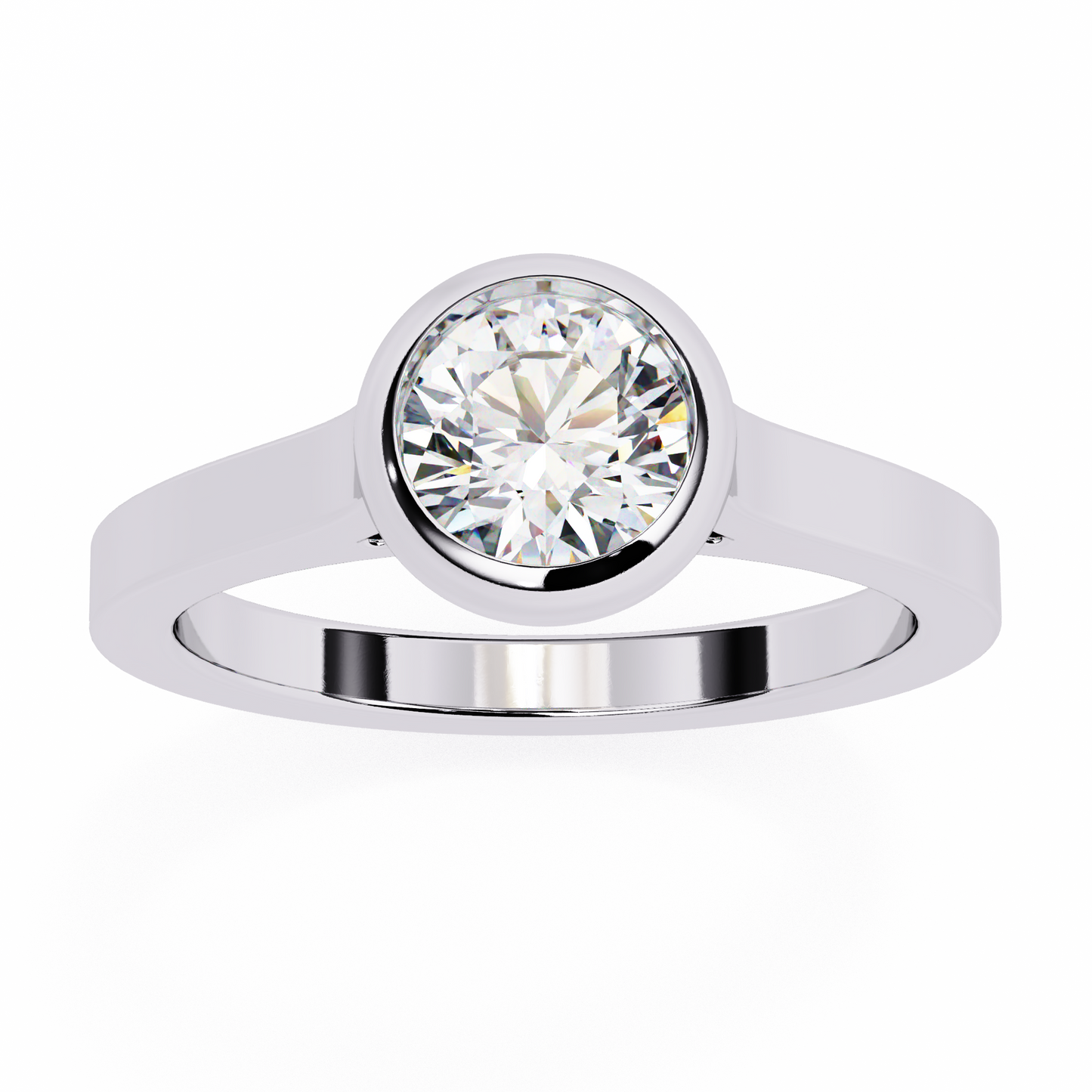 1.0 Ct Round Cut E-VS1 Lab Grown Diamond Bezel Engagement Ring
