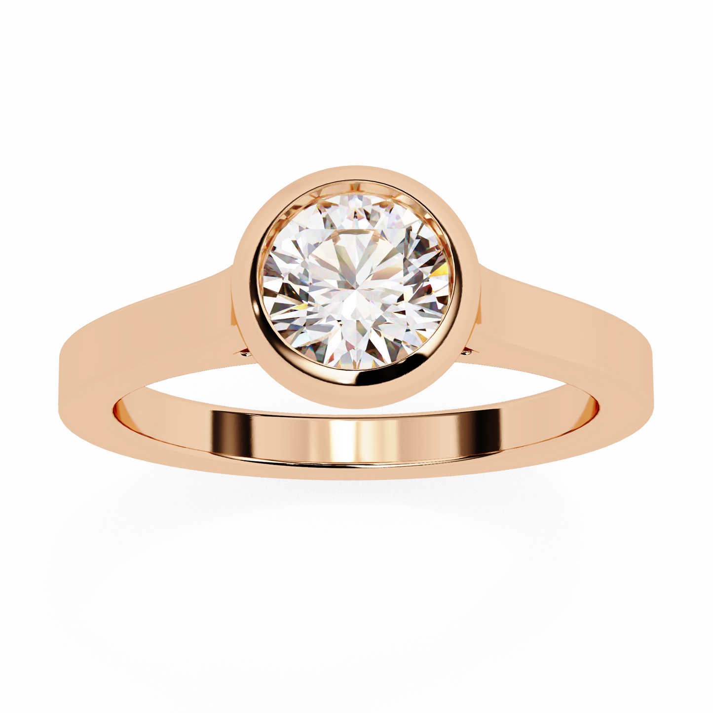 1.0 Ct Round Cut E-VS1 Lab Grown Diamond Bezel Engagement Ring