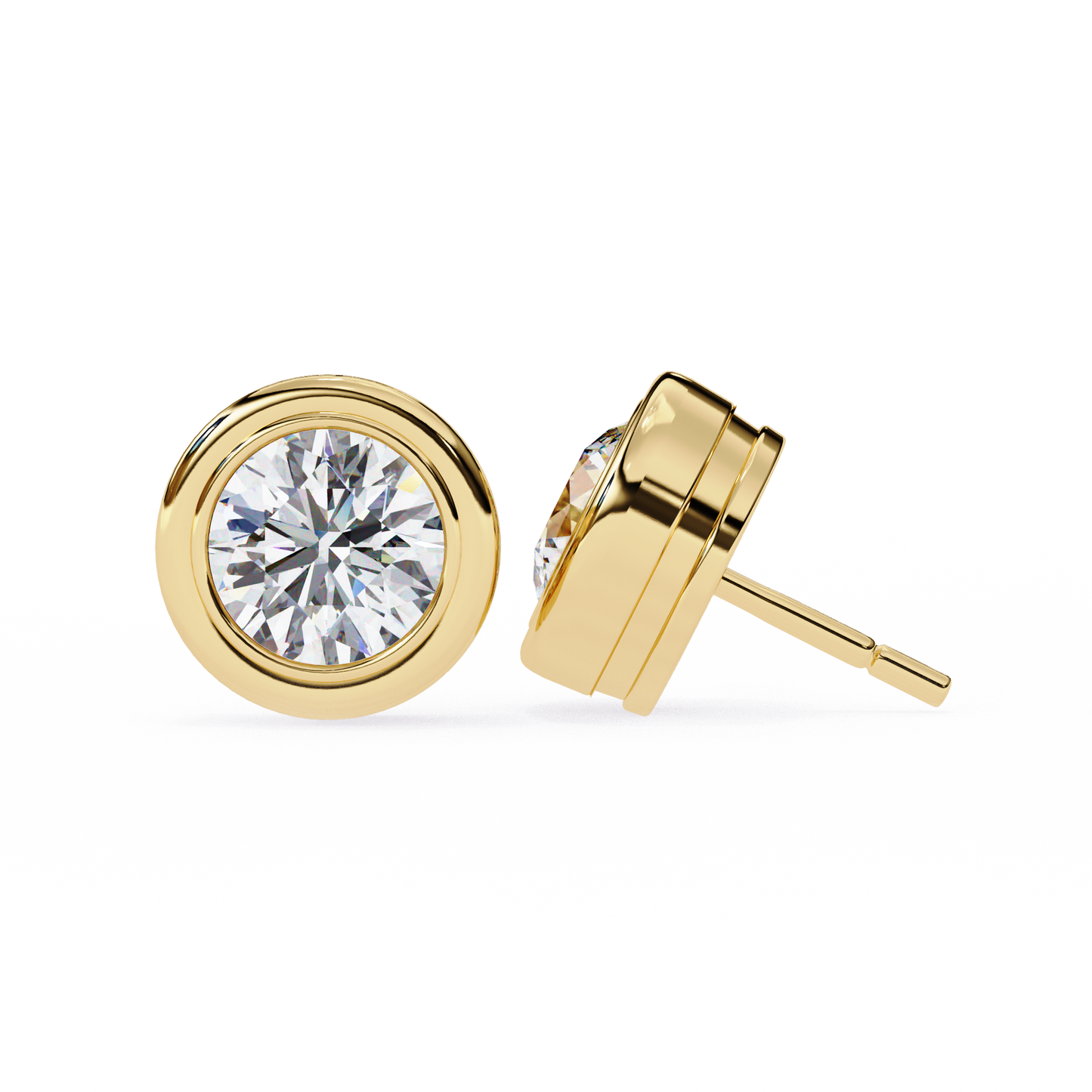 1.05 Ct Round Cut Lab Grown Diamond Bezel Stud Earring/Gold CVD Diamond Earring/Anniversary Gift/Solitaire Diamond Stud Earring/1 Ct Diamond Earring/Prong Setting/igi Certified/Stud Earring/Ethical Diamond/Silver Earring/Gold Earring/CVD Diamond Earring/E Color Diamond/VS Clarity Diamond/Manmade Diamond/Lab Grown Diamond/Round Cut Diamond