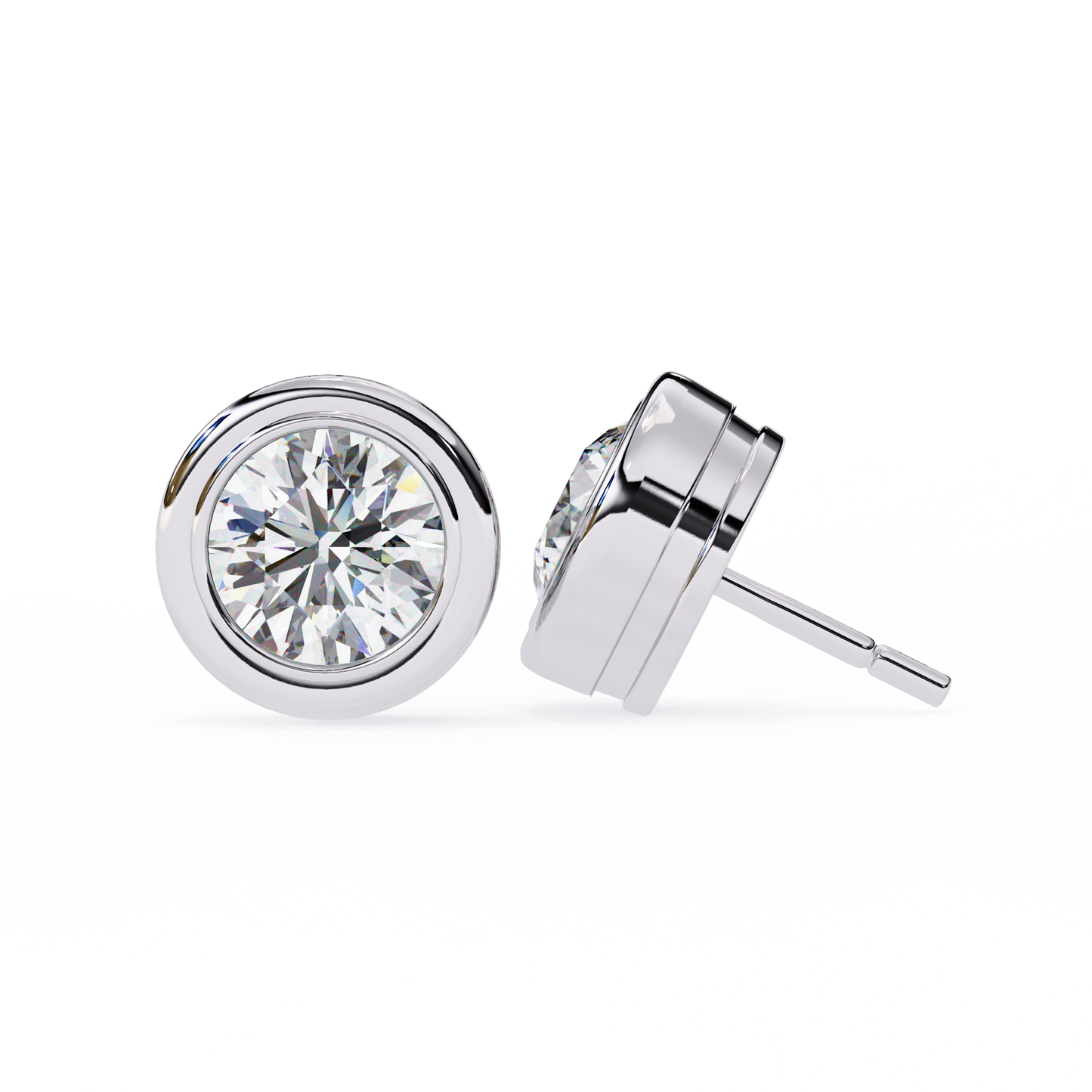 1.05 Ct Round Cut Lab Grown Diamond Bezel Stud Earring/Gold CVD Diamond Earring/Anniversary Gift/Solitaire Diamond Stud Earring/1 Ct Diamond Earring/Prong Setting/igi Certified/Stud Earring/Ethical Diamond/Silver Earring/Gold Earring/CVD Diamond Earring/E Color Diamond/VS Clarity Diamond/Manmade Diamond/Lab Grown Diamond/Round Cut Diamond