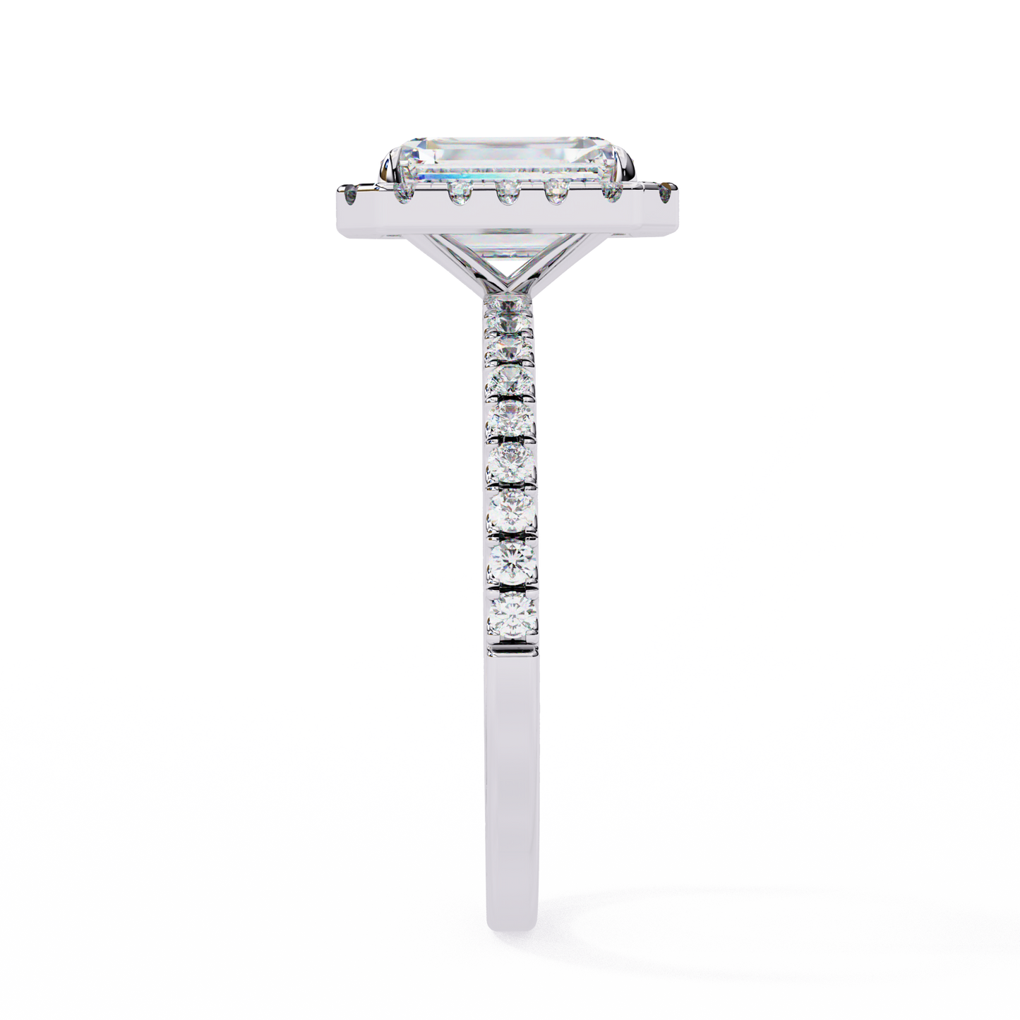 3.15 Ct Emerald Cut Lab Grown Diamond Halo Engagement Ring/Wedding Ring/F Color/VS Clarity/3 Ct Diamond Ring/CVD Diamond Ring/Emerald Cut Diamond/Round Diamond Side Stone/Prong Set/Pave Set/Halo Set/10k Gold/14k Gold/18k Gold/Yellow Gold/White Gold/Rose Gold/Anniversary Gift