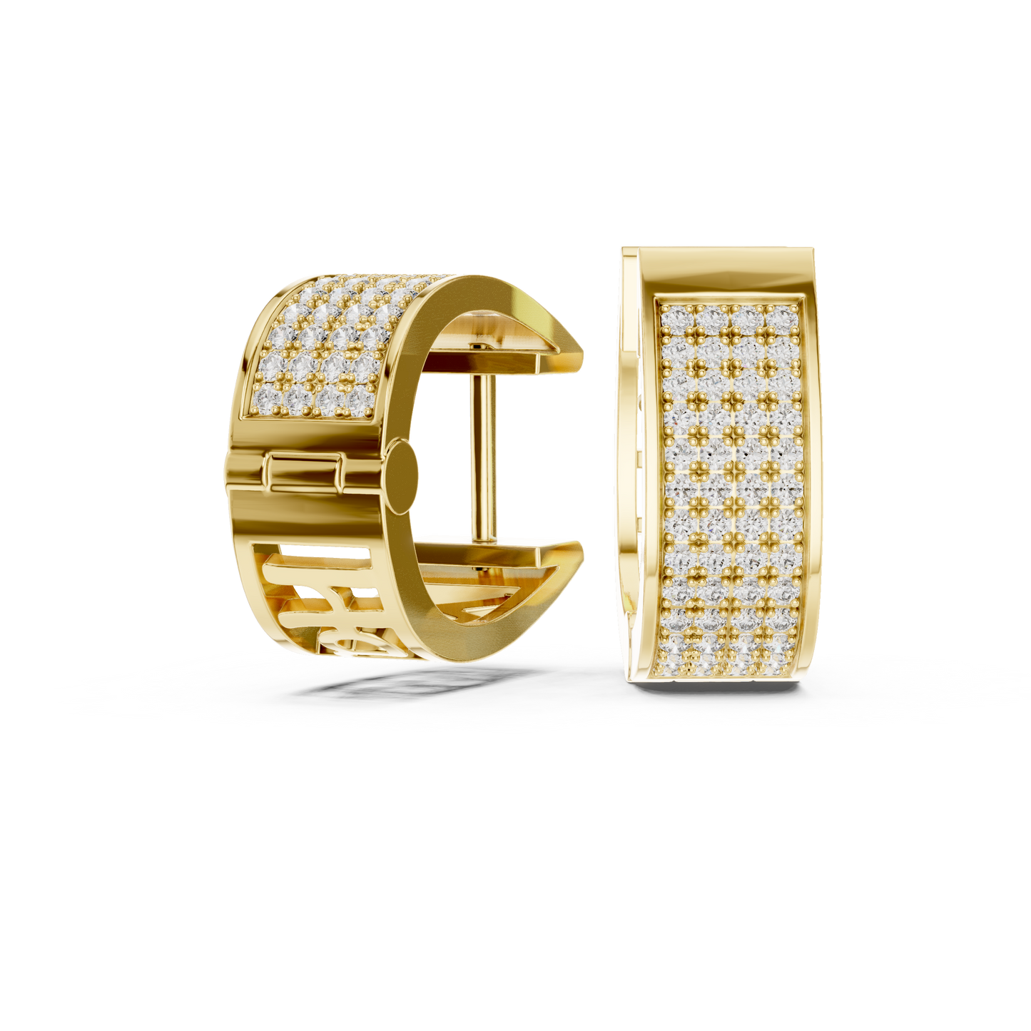 Lab Grown Diamond Pave Set Wide Hoop Earrings in Rose Gold