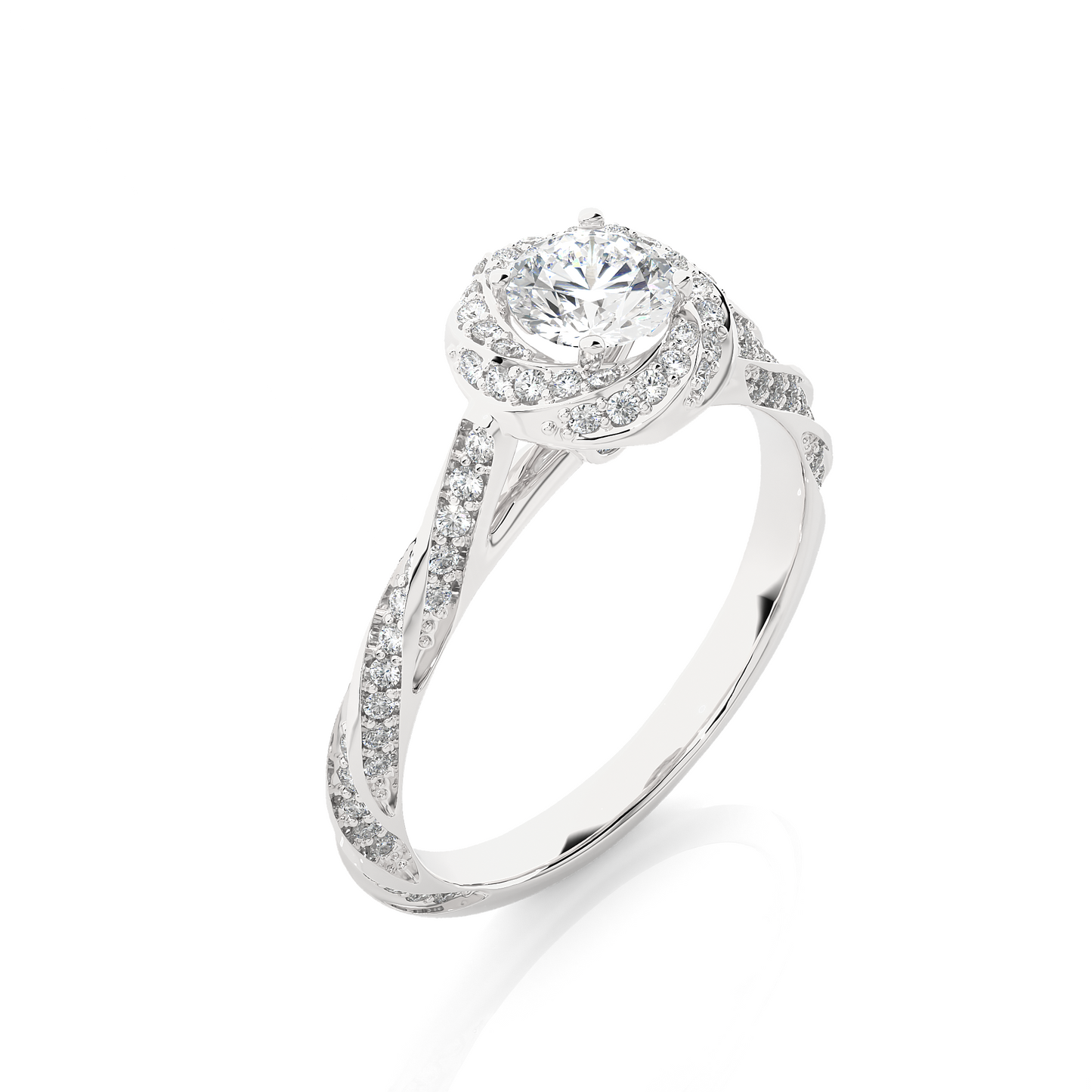 1.03 Ct Round Cut E-VS2 Lab Grown Diamond Halo Engagement Ring/Wedding Ring/E Color/VS Clarity/1 Ct Diamond Ring/CVD Diamond Ring/Round Cut Diamond/Round Diamond Side Stone/Prong Set/Pave Set/Halo Set/10k Gold/14k Gold/18k Gold/Yellow Gold/White Gold/Rose Gold/Anniversary Gift