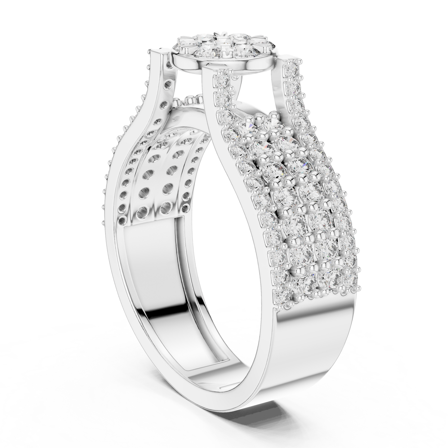 Round Cluster Lab Grown Diamond Ring in 14k Yellow Gold