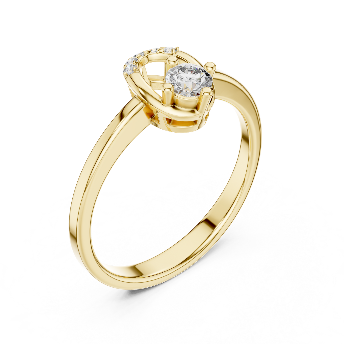 Modern Horseshoe Round Lab Grown Diamond Ring