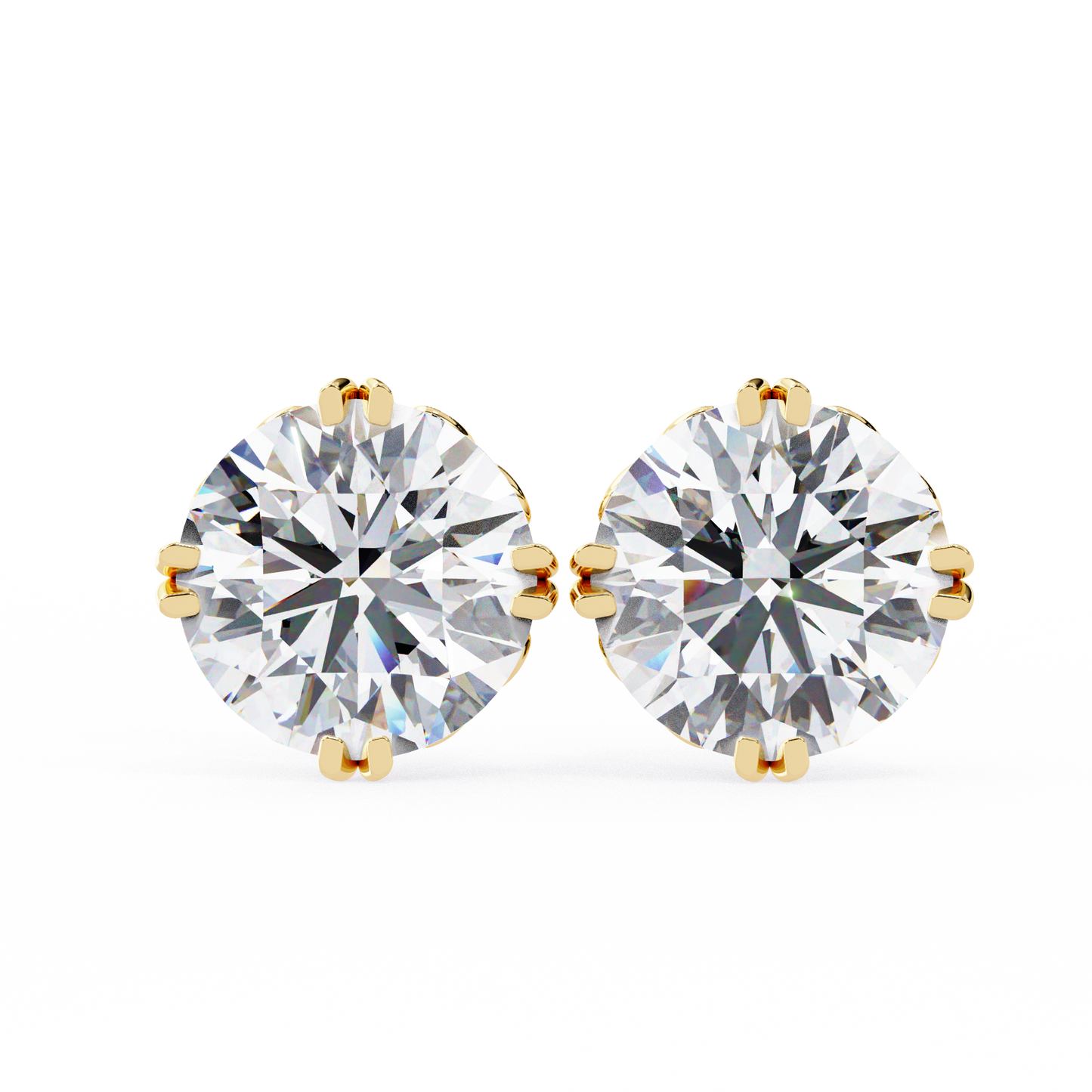 1.5 Ct Round Cut Lab Grown Diamond Double Prong Stud Earring/Yellow Gold CVD Diamond Earring/Anniversary Gift/Solitaire Diamond Stud Earring/1 Ct Diamond Earring/Prong Setting/igi Certified/Stud Earring/Ethical Diamond/Silver Earring/Gold Earring/CVD Diamond Earring/E Color Diamond/VS Clarity Diamond/Manmade Diamond/Lab Grown Diamond/Round Cut Diamond