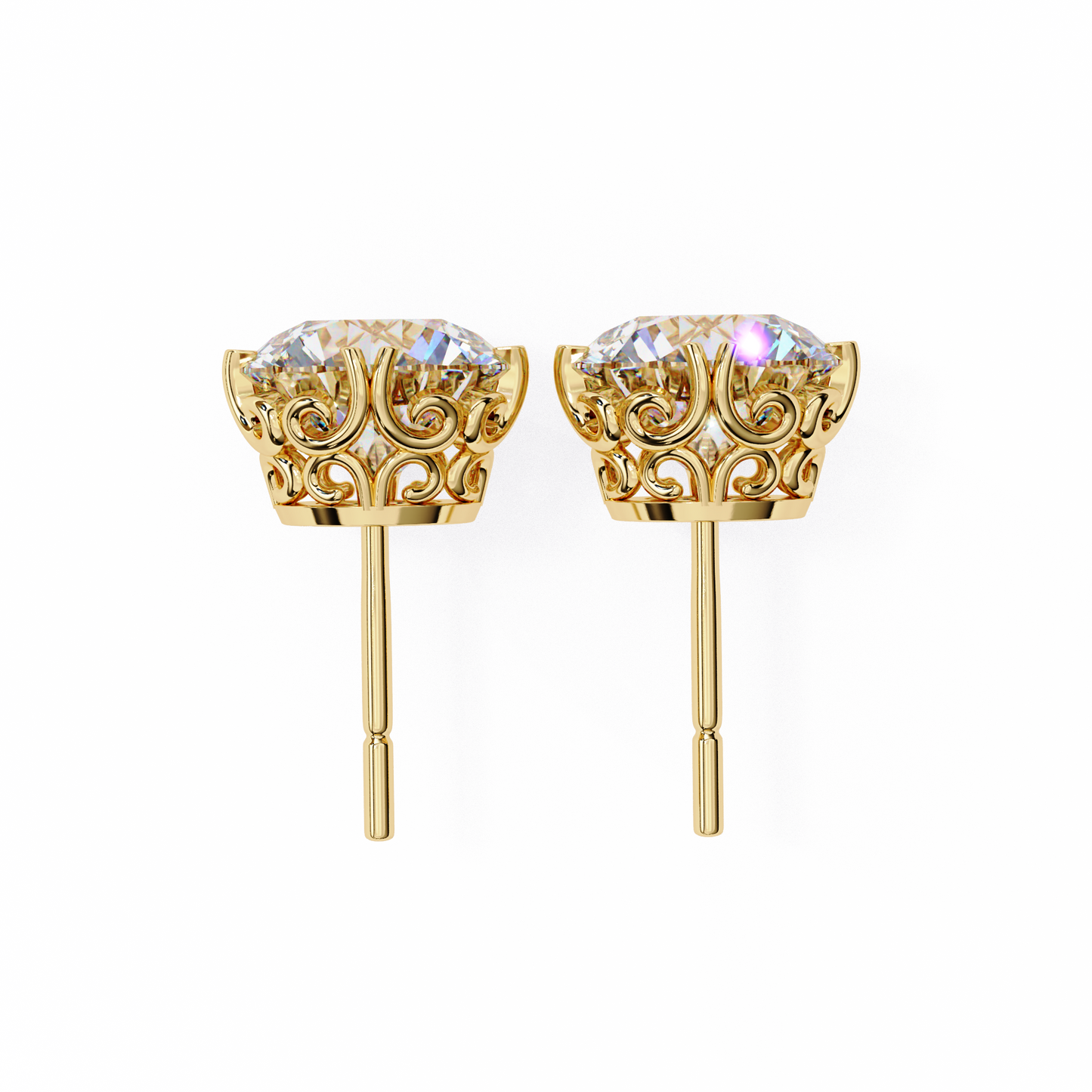 1.5 Ct Round Cut Lab Grown Diamond Double Prong Stud Earring/Yellow Gold CVD Diamond Earring/Anniversary Gift/Solitaire Diamond Stud Earring/1 Ct Diamond Earring/Prong Setting/igi Certified/Stud Earring/Ethical Diamond/Silver Earring/Gold Earring/CVD Diamond Earring/E Color Diamond/VS Clarity Diamond/Manmade Diamond/Lab Grown Diamond/Round Cut Diamond