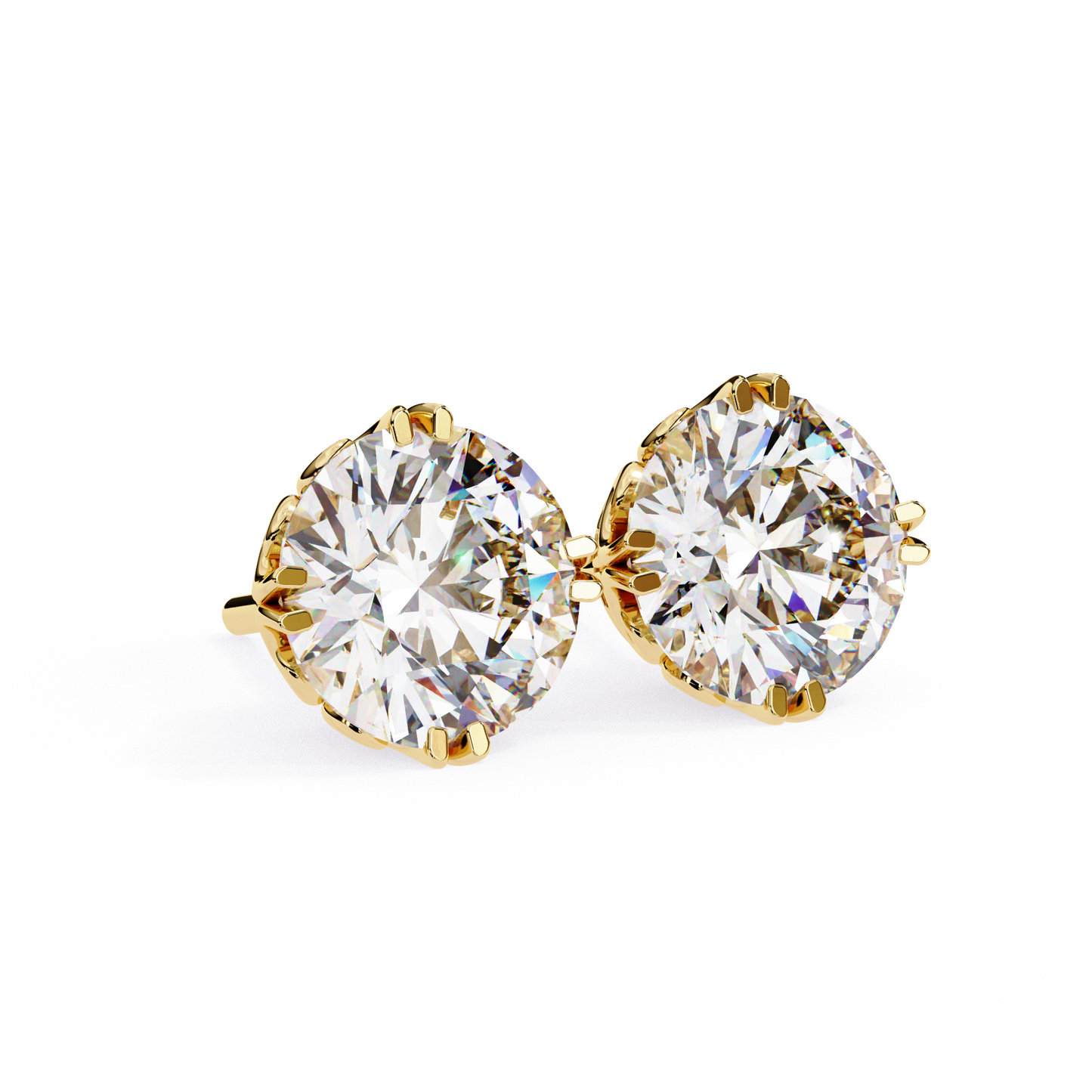 1.5 Ct Round Cut Lab Grown Diamond Double Prong Stud Earring/Yellow Gold CVD Diamond Earring/Anniversary Gift/Solitaire Diamond Stud Earring/1 Ct Diamond Earring/Prong Setting/igi Certified/Stud Earring/Ethical Diamond/Silver Earring/Gold Earring/CVD Diamond Earring/E Color Diamond/VS Clarity Diamond/Manmade Diamond/Lab Grown Diamond/Round Cut Diamond