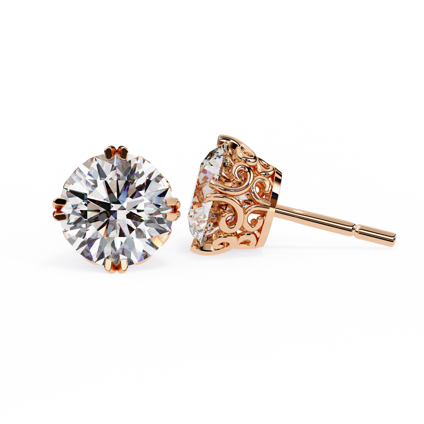 1.5 Ct Round Cut Lab Grown Diamond Double Prong Stud Earring/Yellow Gold CVD Diamond Earring/Anniversary Gift/Solitaire Diamond Stud Earring/1 Ct Diamond Earring/Prong Setting/igi Certified/Stud Earring/Ethical Diamond/Silver Earring/Gold Earring/CVD Diamond Earring/E Color Diamond/VS Clarity Diamond/Manmade Diamond/Lab Grown Diamond/Round Cut Diamond