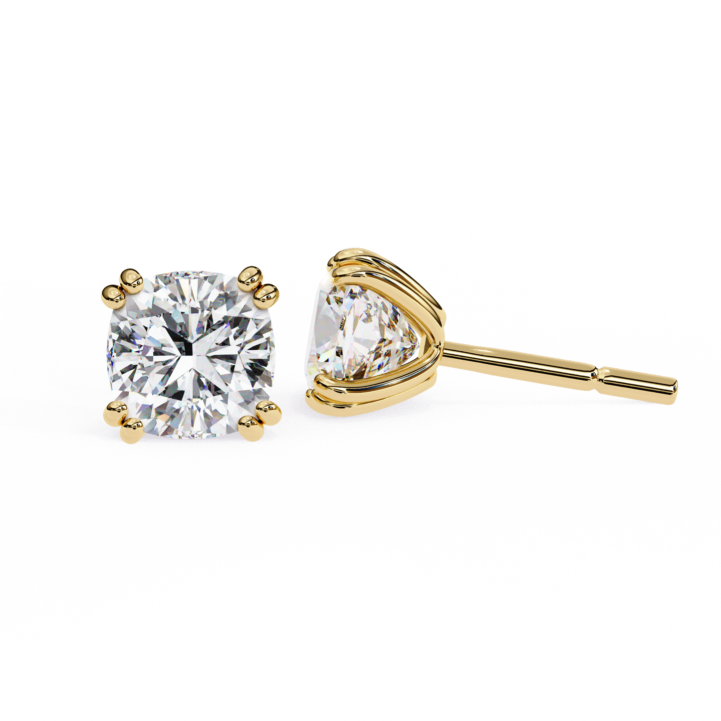 1.12 Ct Cushion Cut Lab Grown Diamond Stud Gold Earring/Yellow Gold CVD Diamond Earring/Anniversary Gift/Solitaire Diamond Stud Earring/1 Ct Diamond Earring/Prong Setting/igi Certified/Stud Earring/Ethical Diamond/Silver Earring/Gold Earring/CVD Diamond Earring/E Color Diamond/VS Clarity Diamond/Manmade Diamond/Lab Grown Diamond/Cushion Cut Diamond