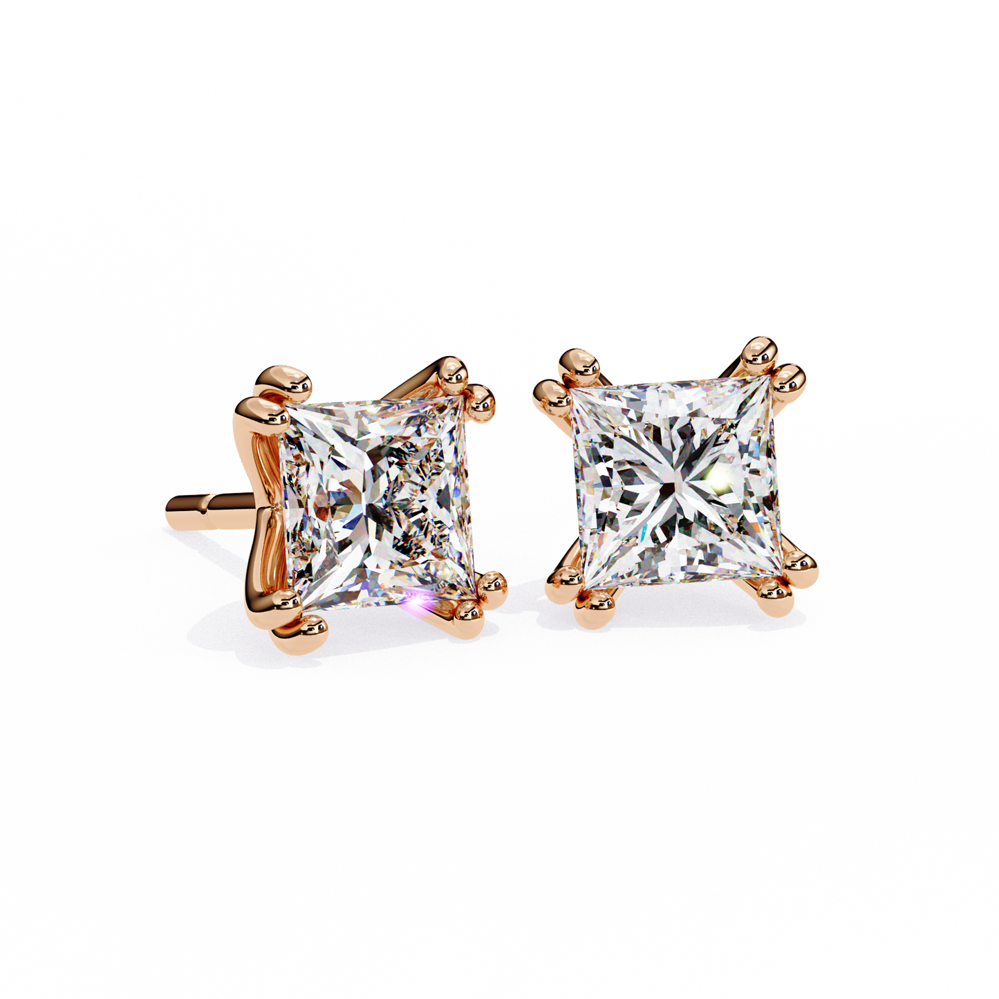 1.6 Ct Princess Cut Lab Grown Diamond Rose Gold Stud Earring/Yellow Gold CVD Diamond Earring/Anniversary Gift/Solitaire Diamond Stud Earring/1 Ct Diamond Earring/Prong Setting/igi Certified/Stud Earring/Ethical Diamond/Silver Earring/Gold Earring/CVD Diamond Earring/E Color Diamond/VS Clarity Diamond/Manmade Diamond/Lab Grown Diamond/Princess Cut Diamond