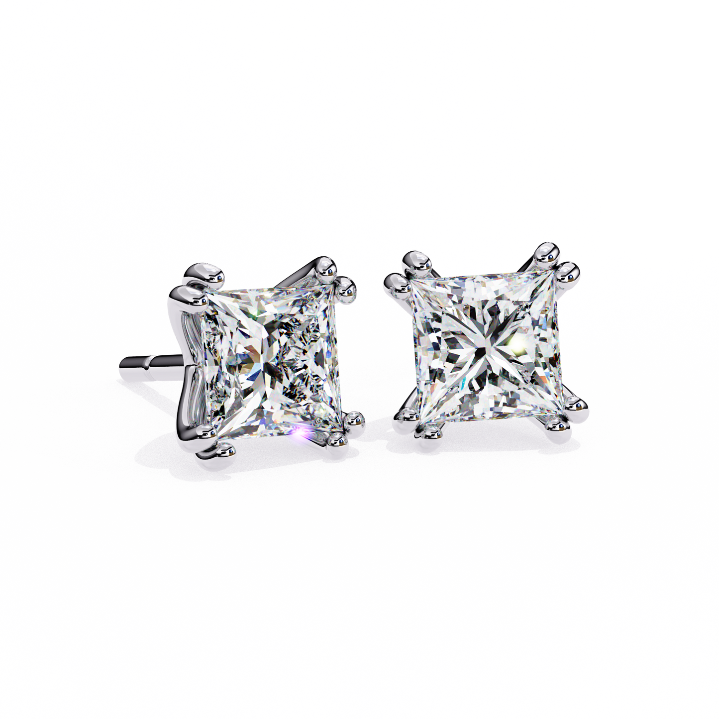1.6 Ct Princess Cut Lab Grown Diamond Rose Gold Stud Earring/Yellow Gold CVD Diamond Earring/Anniversary Gift/Solitaire Diamond Stud Earring/1 Ct Diamond Earring/Prong Setting/igi Certified/Stud Earring/Ethical Diamond/Silver Earring/Gold Earring/CVD Diamond Earring/E Color Diamond/VS Clarity Diamond/Manmade Diamond/Lab Grown Diamond/Princess Cut Diamond