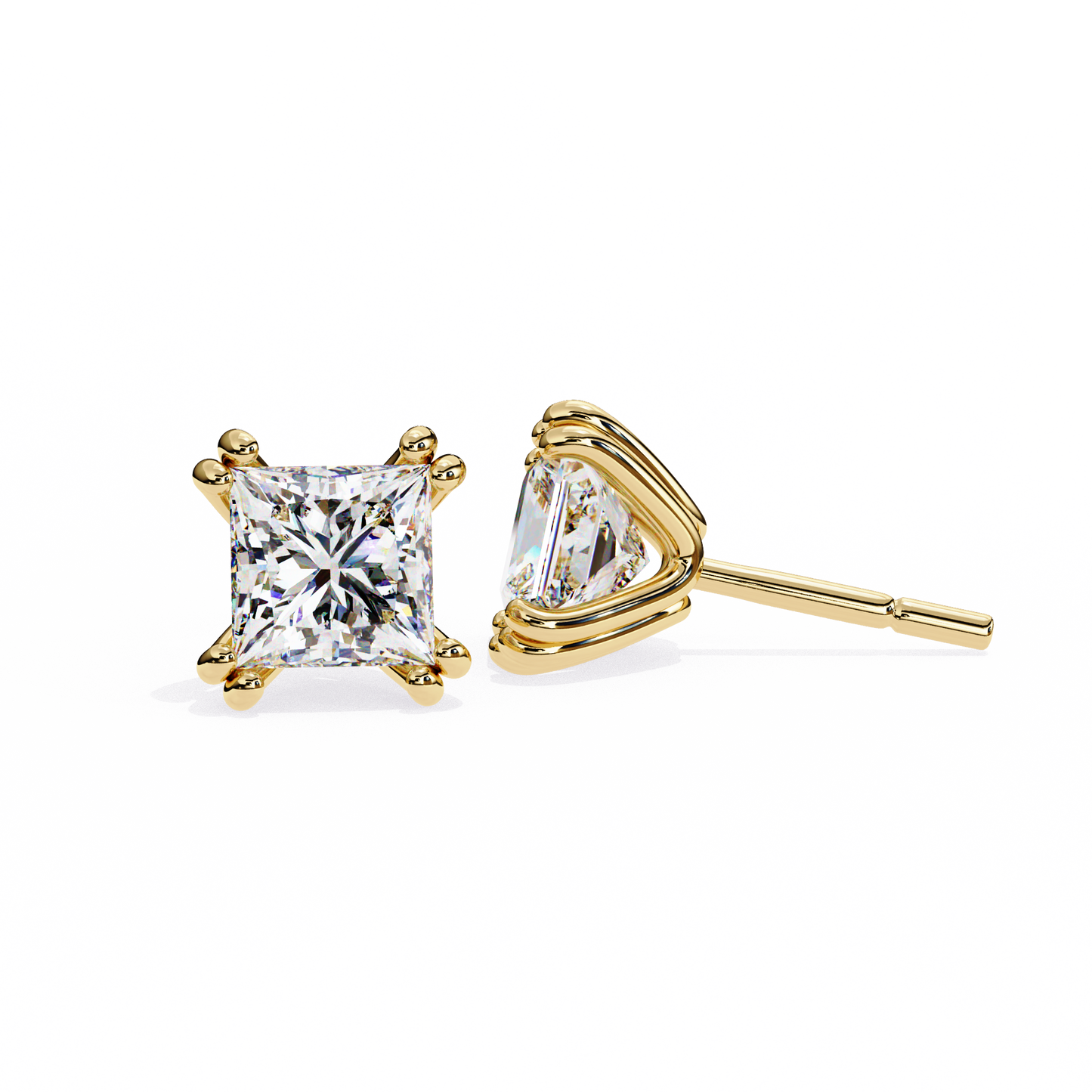 1.6 Ct Princess Cut Lab Grown Diamond Rose Gold Stud Earring/Yellow Gold CVD Diamond Earring/Anniversary Gift/Solitaire Diamond Stud Earring/1 Ct Diamond Earring/Prong Setting/igi Certified/Stud Earring/Ethical Diamond/Silver Earring/Gold Earring/CVD Diamond Earring/E Color Diamond/VS Clarity Diamond/Manmade Diamond/Lab Grown Diamond/Princess Cut Diamond