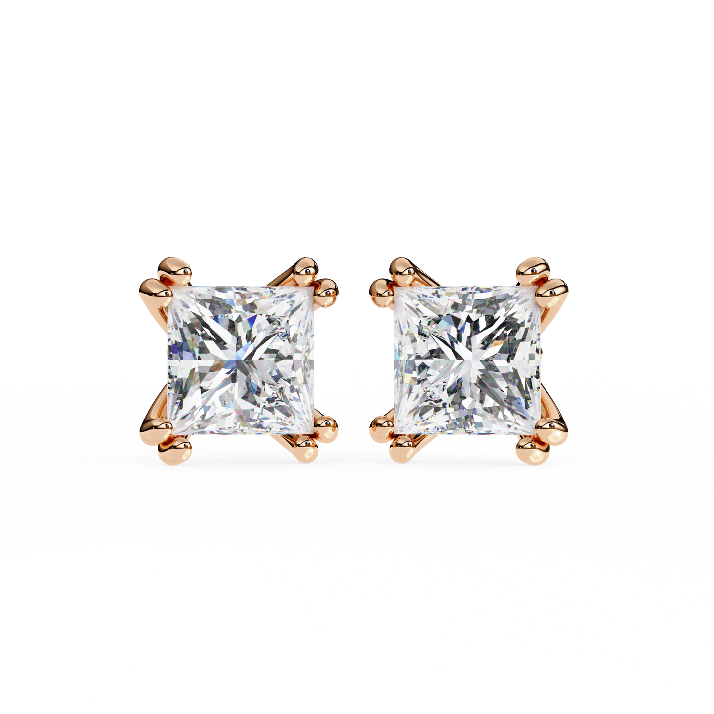 1.6 Ct Princess Cut Lab Grown Diamond Rose Gold Stud Earring/Yellow Gold CVD Diamond Earring/Anniversary Gift/Solitaire Diamond Stud Earring/1 Ct Diamond Earring/Prong Setting/igi Certified/Stud Earring/Ethical Diamond/Silver Earring/Gold Earring/CVD Diamond Earring/E Color Diamond/VS Clarity Diamond/Manmade Diamond/Lab Grown Diamond/Princess Cut Diamond