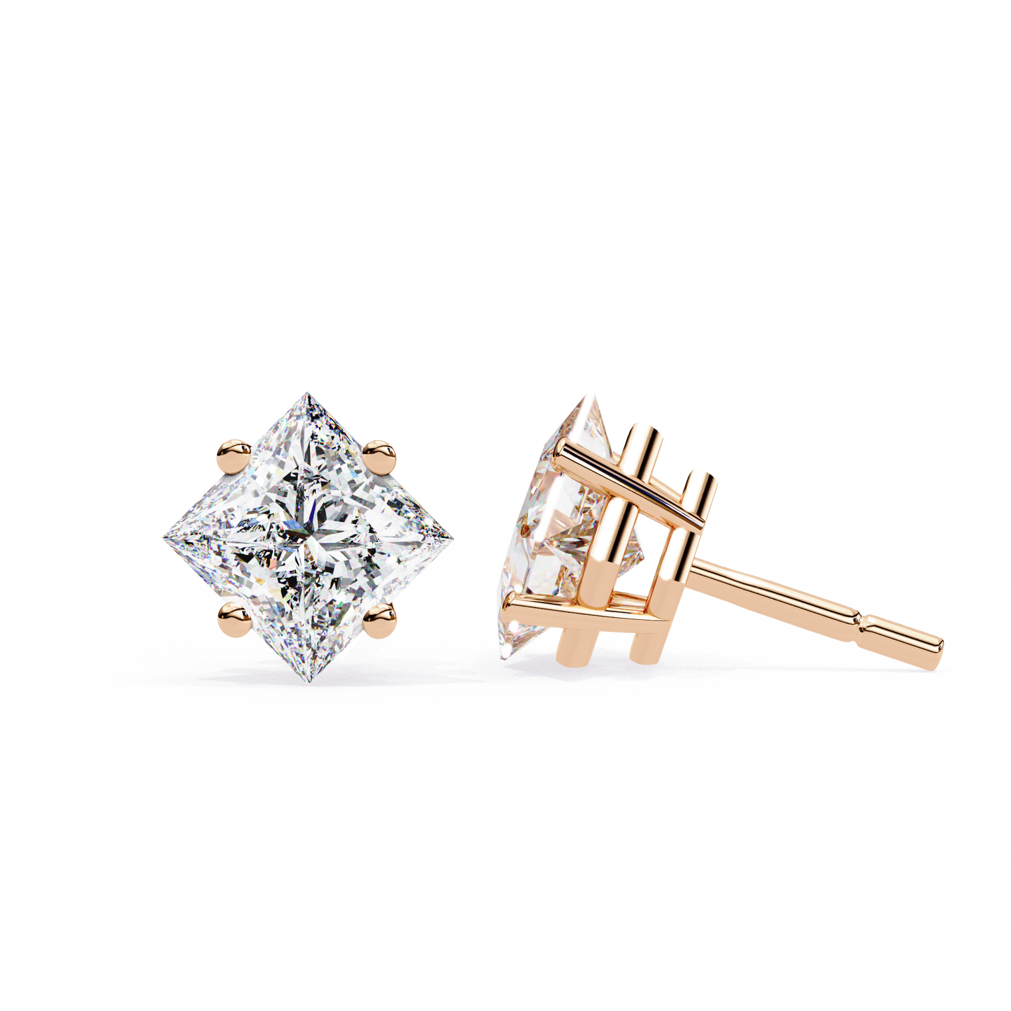 1.2 Ct Princess Cut Lab Grown Diamond Gold Stud Earring/Gold CVD Diamond Earring/Anniversary Gift/Solitaire Diamond Stud Earring/1 Ct Diamond Earring/Prong Setting/igi Certified/Stud Earring/Ethical Diamond/Silver Earring/Gold Earring/CVD Diamond Earring/F Color Diamond/VS Clarity Diamond/Manmade Diamond/Lab Grown Diamond/Princess Cut Diamond