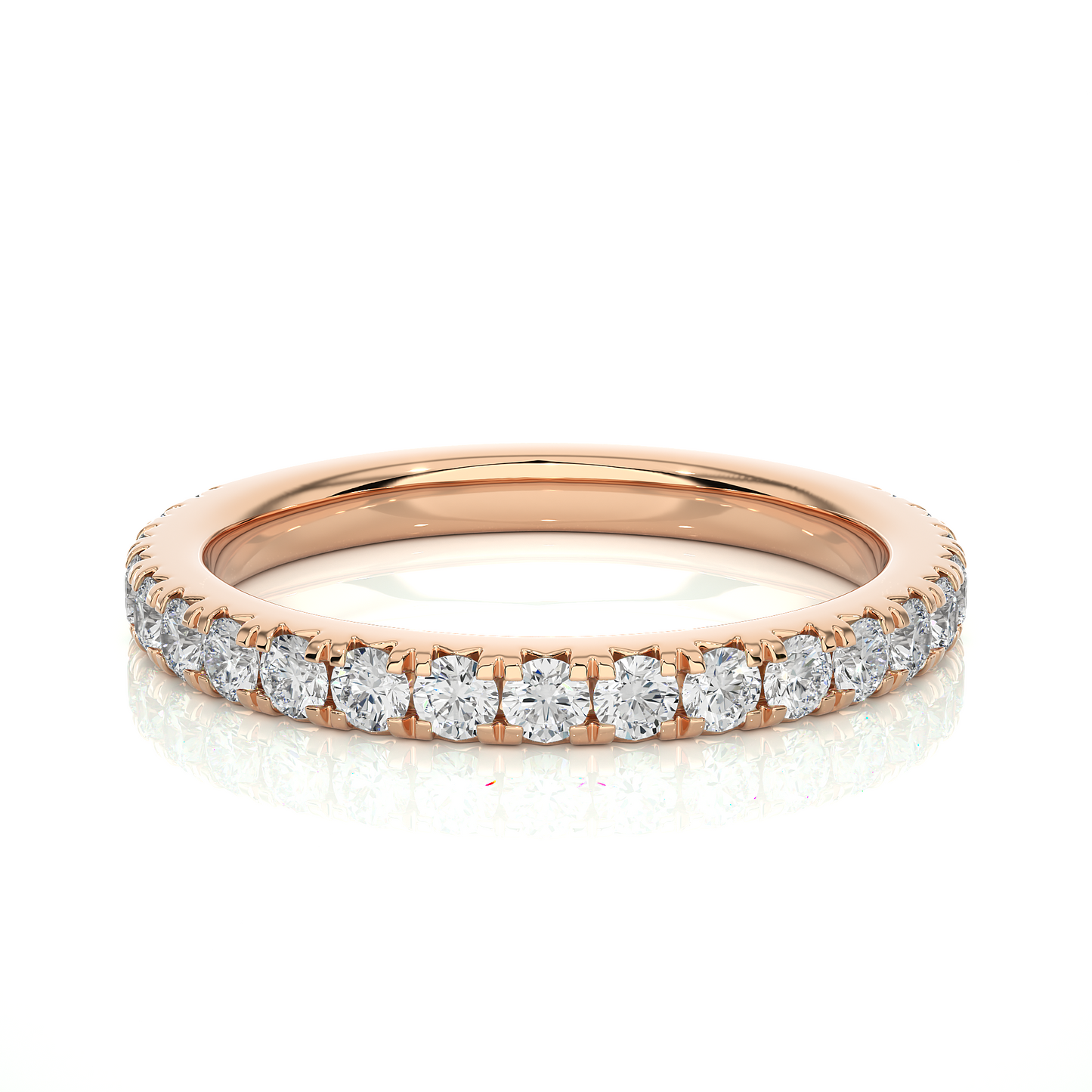 Half Eternity band/Wedding Ring/F Color/VS Clarity/0.25 CTW Diamond Ring/CVD Diamond Ring/Round Cut Diamond/Prong Set/Pave Set/10k Gold/14k Gold/18k Gold/Yellow Gold/White Gold/Rose Gold/Anniversary Gift