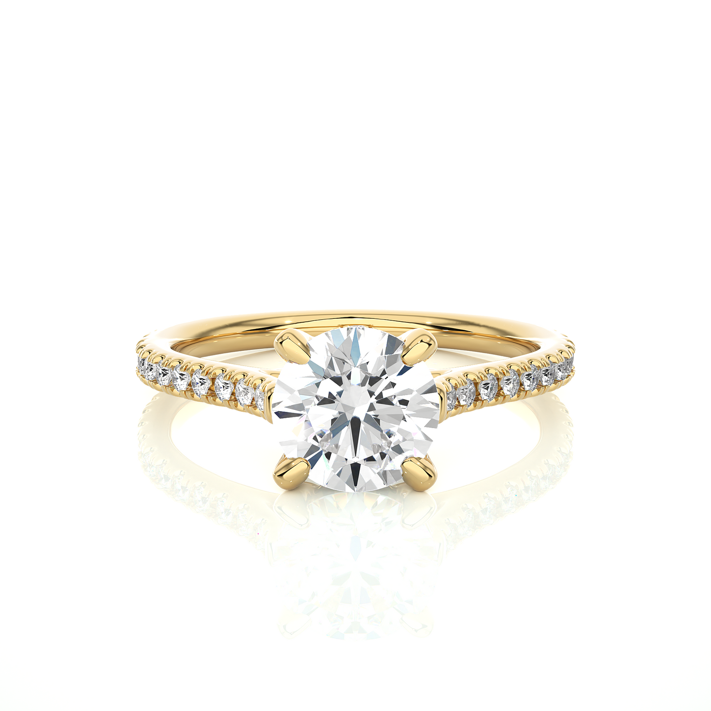 1.75 Ct Round Cut E/VS1 Lab Grown Diamond Gold Engagement Ring/Wedding Ring/E Color/VS Clarity/1 Ct Diamond Ring/CVD Diamond Ring/Round Cut Diamond/Round Diamond Side Stone/Prong Set/Pave Set/10k Gold/14k Gold/18k Gold/Yellow Gold/White Gold/Rose Gold/Anniversary Gift