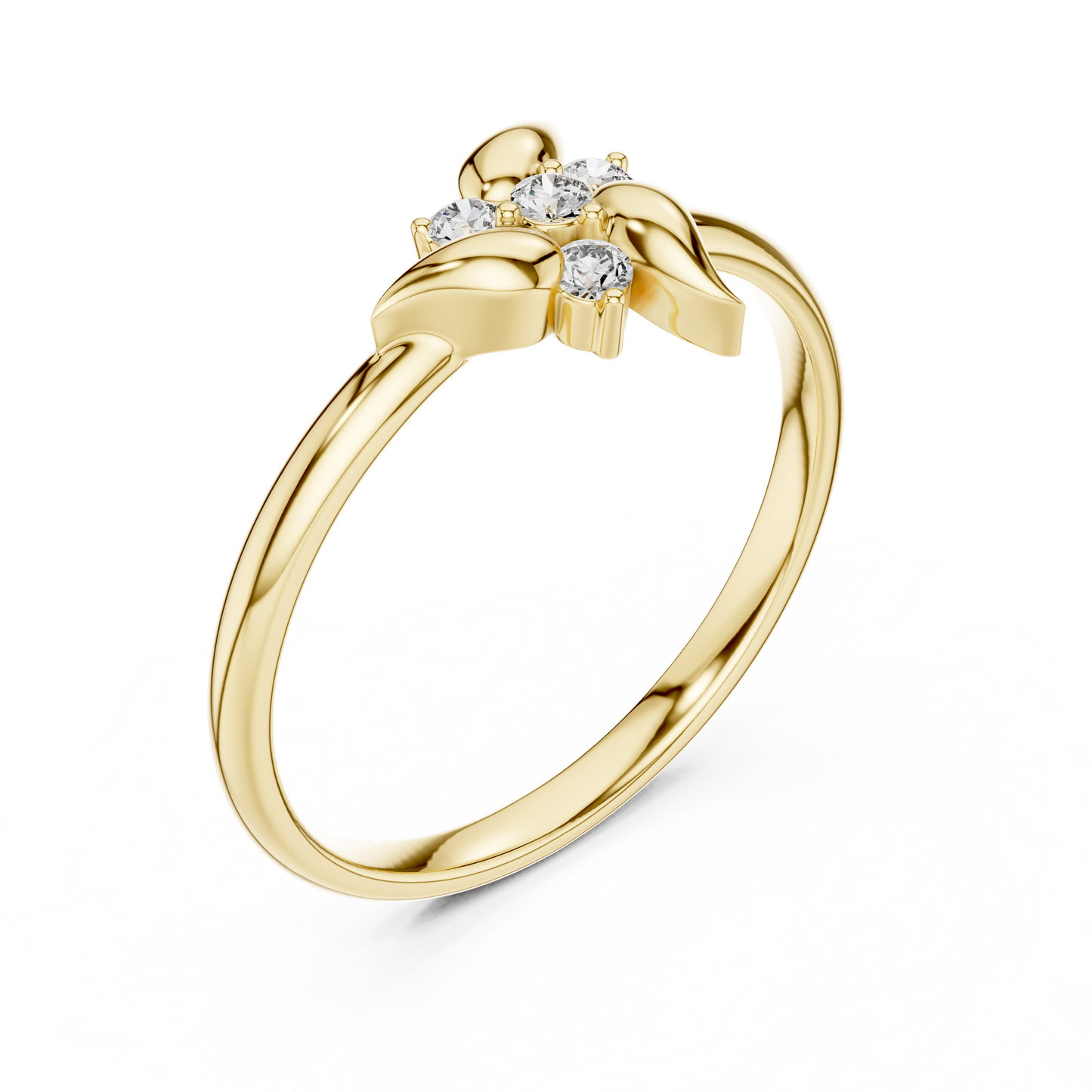 Lab Grown Diamond Nature Inspired Floral Petal Ring