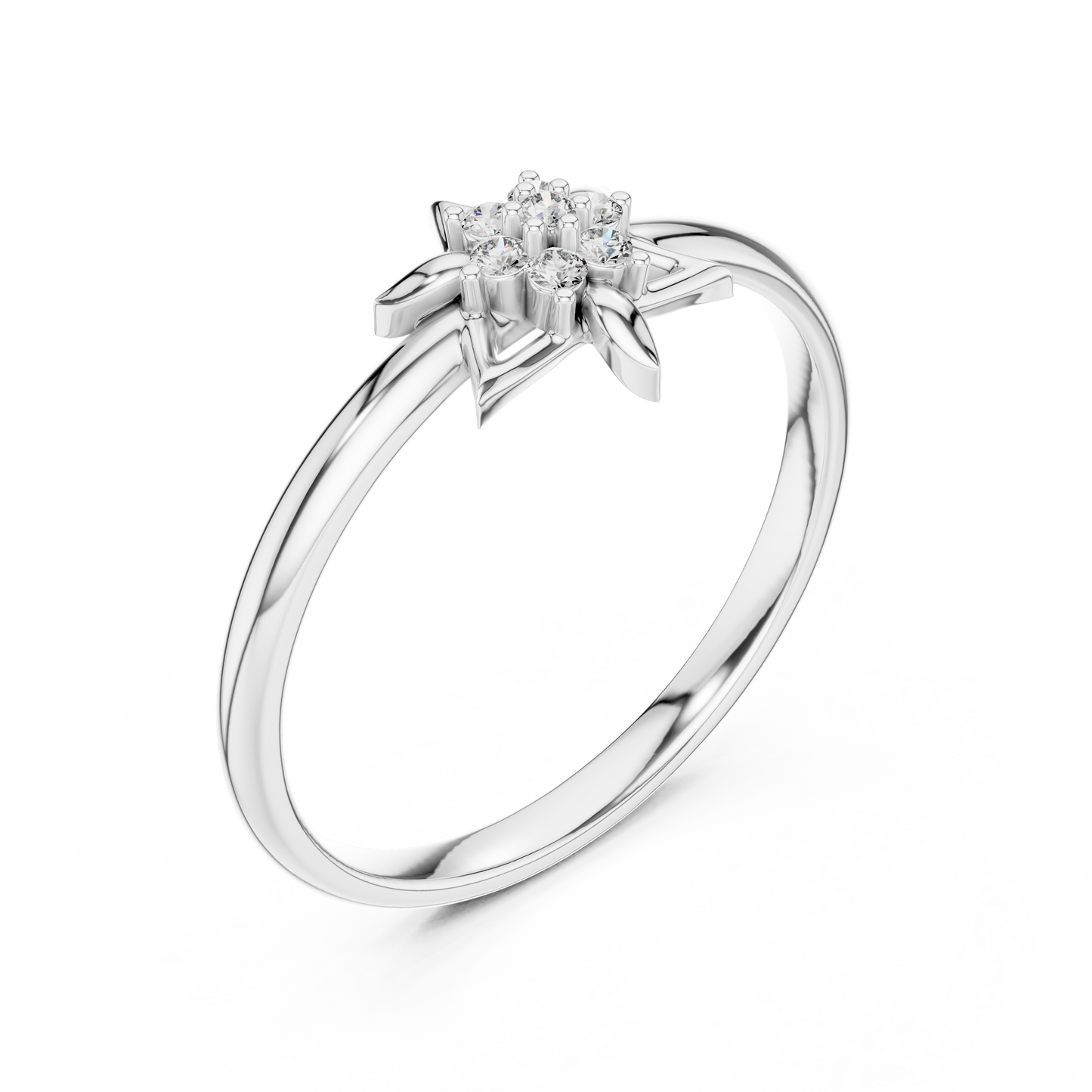 Yellow Gold Six Pointed Star Lab Grown Diamond Ring