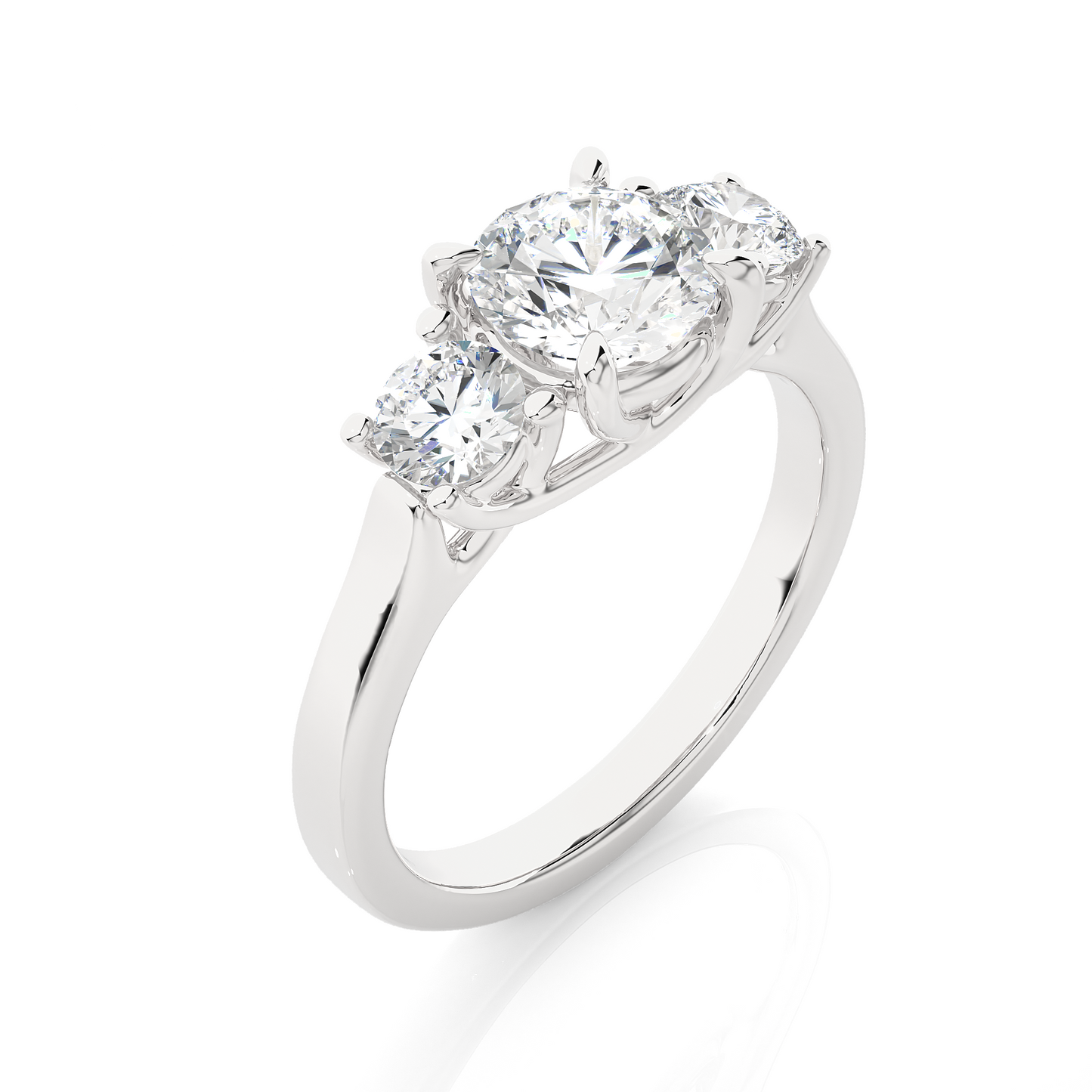 1.90 Ct Round Cut Lab Grown Diamond Three Stone Engagement Ring/Wedding Ring/F Color/VS Clarity/1 Ct Diamond Ring/CVD Diamond Ring/Round Cut Diamond/Round Diamond Side Stone/Prong Set/Three Stone Set/10k Gold/14k Gold/18k Gold/Yellow Gold/White Gold/Rose Gold/Anniversary Gift