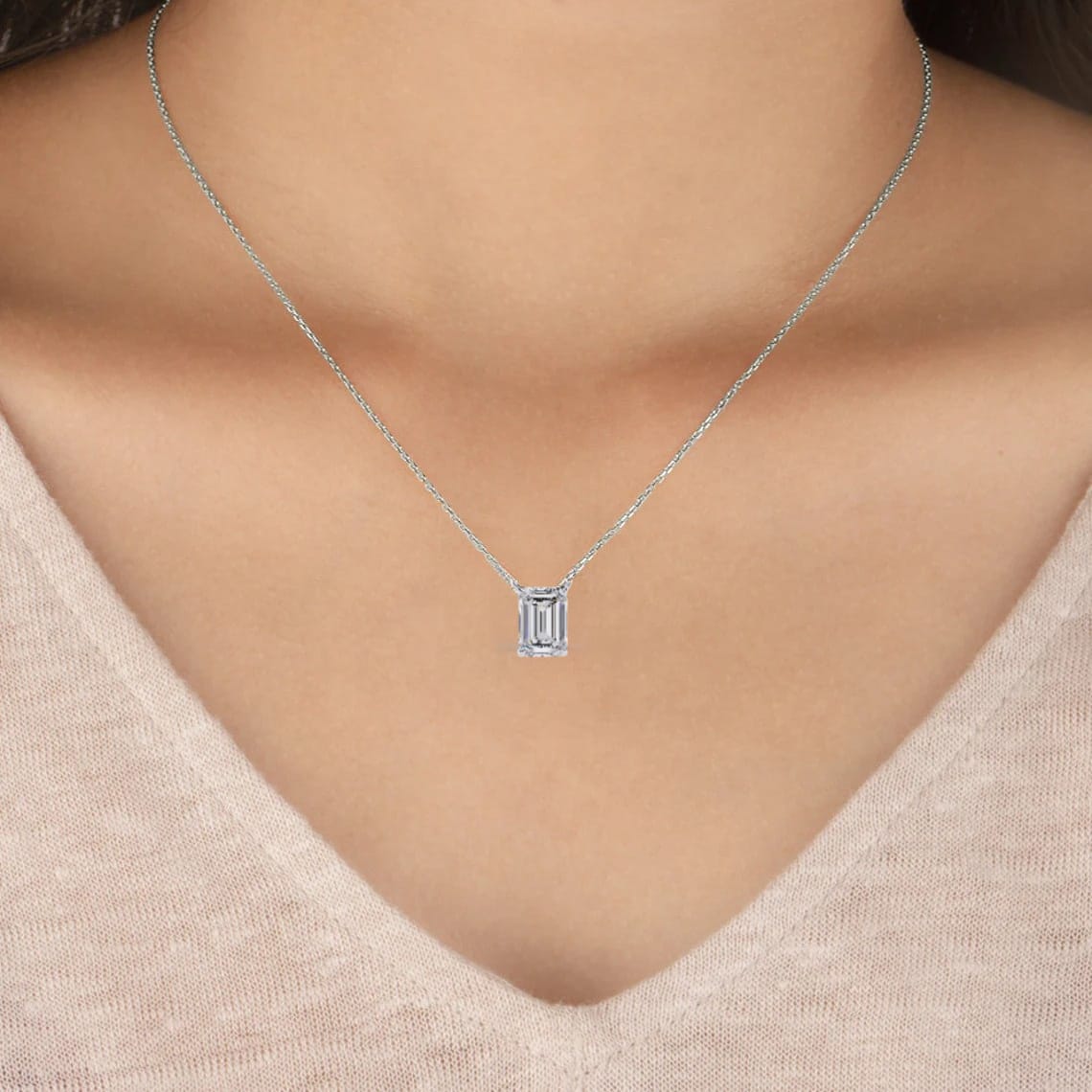 1.03 Ct Emerald Cut Lab Grown Diamond Four Prong Pendant/CVD Diamond Pendant/Gold Diamond Pendant/1 Ct Diamond Pendant/Solitaire Diamond Pendant/Anniversary Gift For Her/igi Certified/Ethical Diamond/Silver Pendant/Gold Pendant/CVD Diamond Pendant/EF Color Diamond/VS Clarity Diamond/Manmade Diamond/Lab Grown Diamond/Pendant Necklace/Emerald Cut Diamond/Pendant