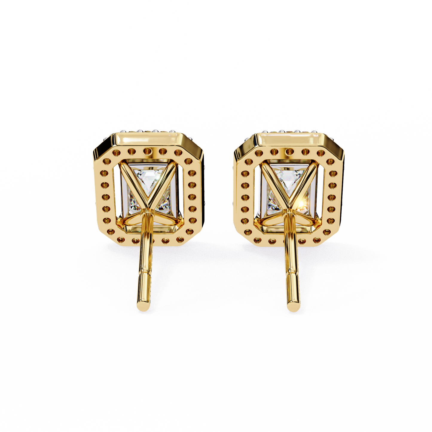 1.10 Ct Emerald Cut Lab Grown Diamond Halo Gold Earring/Emerald Stone Earrings/Gold CVD Diamond Earring/Anniversary Gift/Solitaire Diamond Stud Earring/1 Ct Diamond Earring/Prong Setting/Halo Set/igi Certified/Stud Earring/Ethical Diamond/Silver Earring/Gold Earring/CVD Diamond Earring/E Color Diamond/VS Clarity Diamond/Manmade Diamond/Lab Grown Diamond/Emerald Cut Diamond/Round Side Stone Diamond