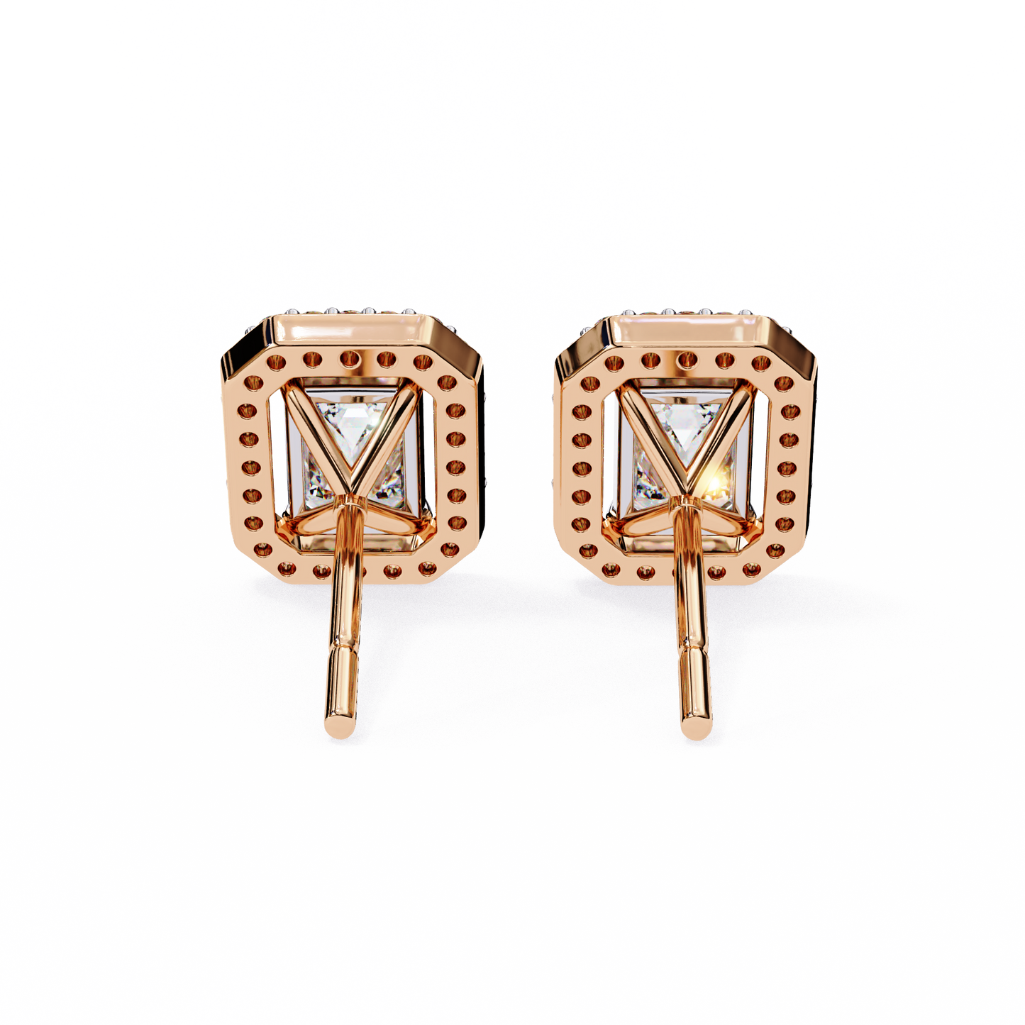 1.10 Ct Emerald Cut Lab Grown Diamond Halo Gold Earring/Emerald Stone Earrings/Gold CVD Diamond Earring/Anniversary Gift/Solitaire Diamond Stud Earring/1 Ct Diamond Earring/Prong Setting/Halo Set/igi Certified/Stud Earring/Ethical Diamond/Silver Earring/Gold Earring/CVD Diamond Earring/E Color Diamond/VS Clarity Diamond/Manmade Diamond/Lab Grown Diamond/Emerald Cut Diamond/Round Side Stone Diamond
