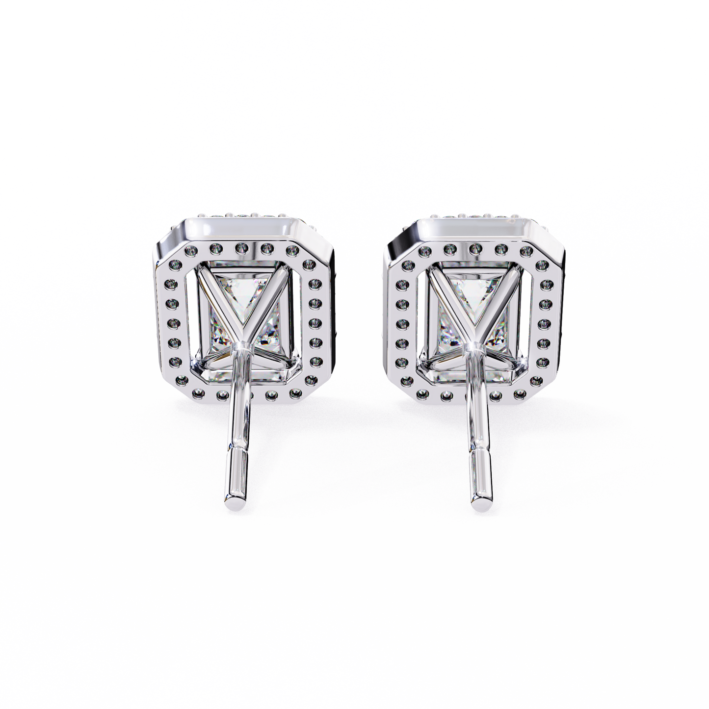 1.10 Ct Emerald Cut Lab Grown Diamond Halo Gold Earring/Emerald Stone Earrings/Gold CVD Diamond Earring/Anniversary Gift/Solitaire Diamond Stud Earring/1 Ct Diamond Earring/Prong Setting/Halo Set/igi Certified/Stud Earring/Ethical Diamond/Silver Earring/Gold Earring/CVD Diamond Earring/E Color Diamond/VS Clarity Diamond/Manmade Diamond/Lab Grown Diamond/Emerald Cut Diamond/Round Side Stone Diamond