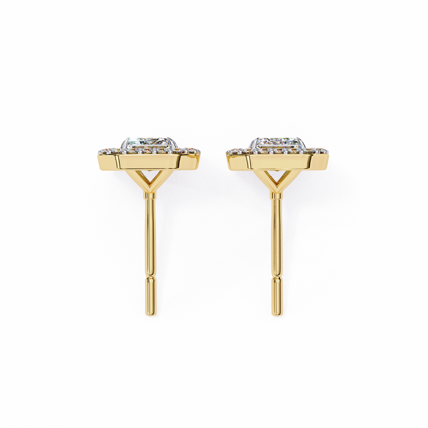 1.10 Ct Emerald Cut Lab Grown Diamond Halo Gold Earring/Emerald Stone Earrings/Gold CVD Diamond Earring/Anniversary Gift/Solitaire Diamond Stud Earring/1 Ct Diamond Earring/Prong Setting/Halo Set/igi Certified/Stud Earring/Ethical Diamond/Silver Earring/Gold Earring/CVD Diamond Earring/E Color Diamond/VS Clarity Diamond/Manmade Diamond/Lab Grown Diamond/Emerald Cut Diamond/Round Side Stone Diamond