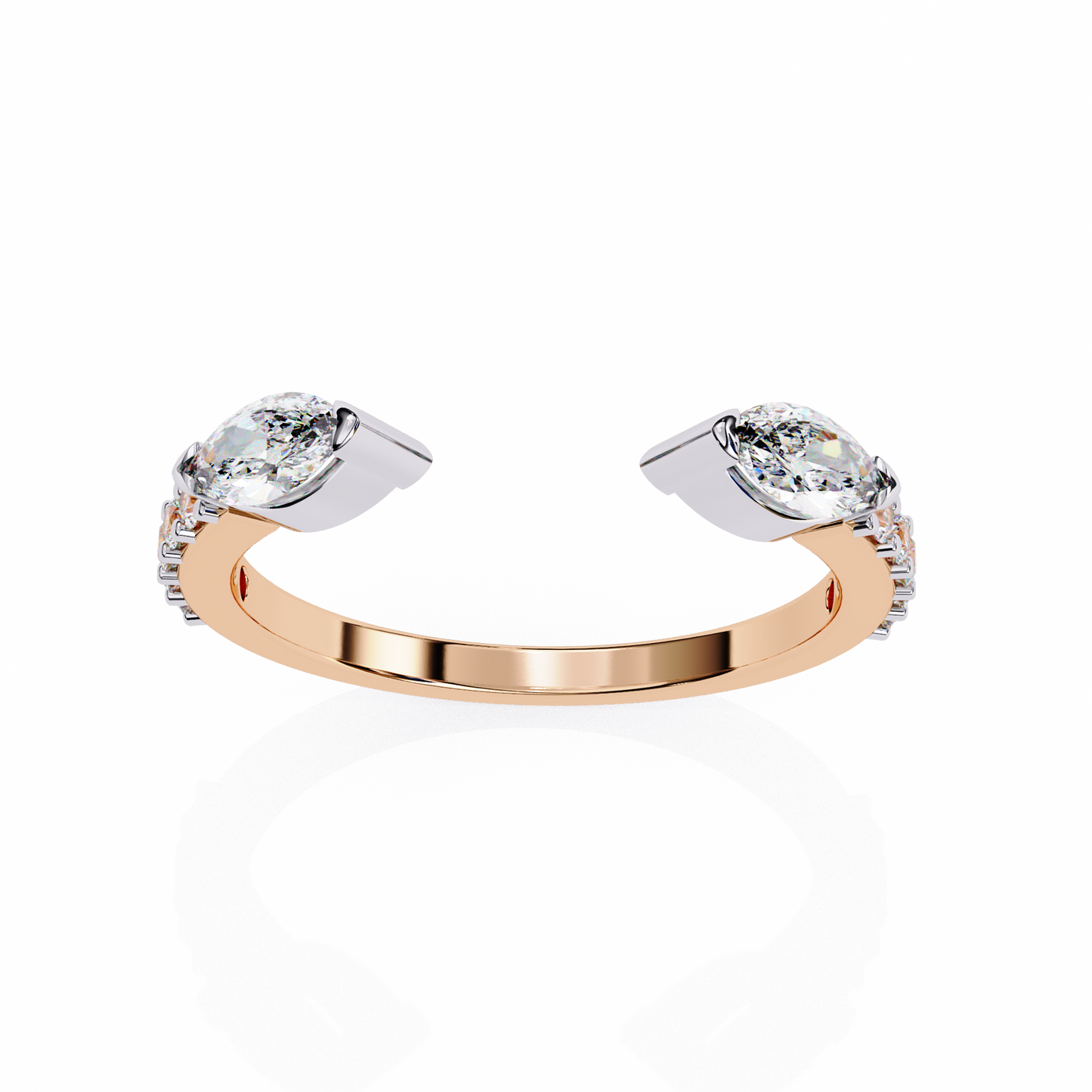 2 Stone Gap Ring/Wedding Ring/F Color/VS Clarity/Diamond Ring/CVD Diamond Ring/Round Cut Diamond/Prong Set/Pave Set/10k Gold/14k Gold/18k Gold/Yellow Gold/White Gold/Rose Gold/Anniversary Gift