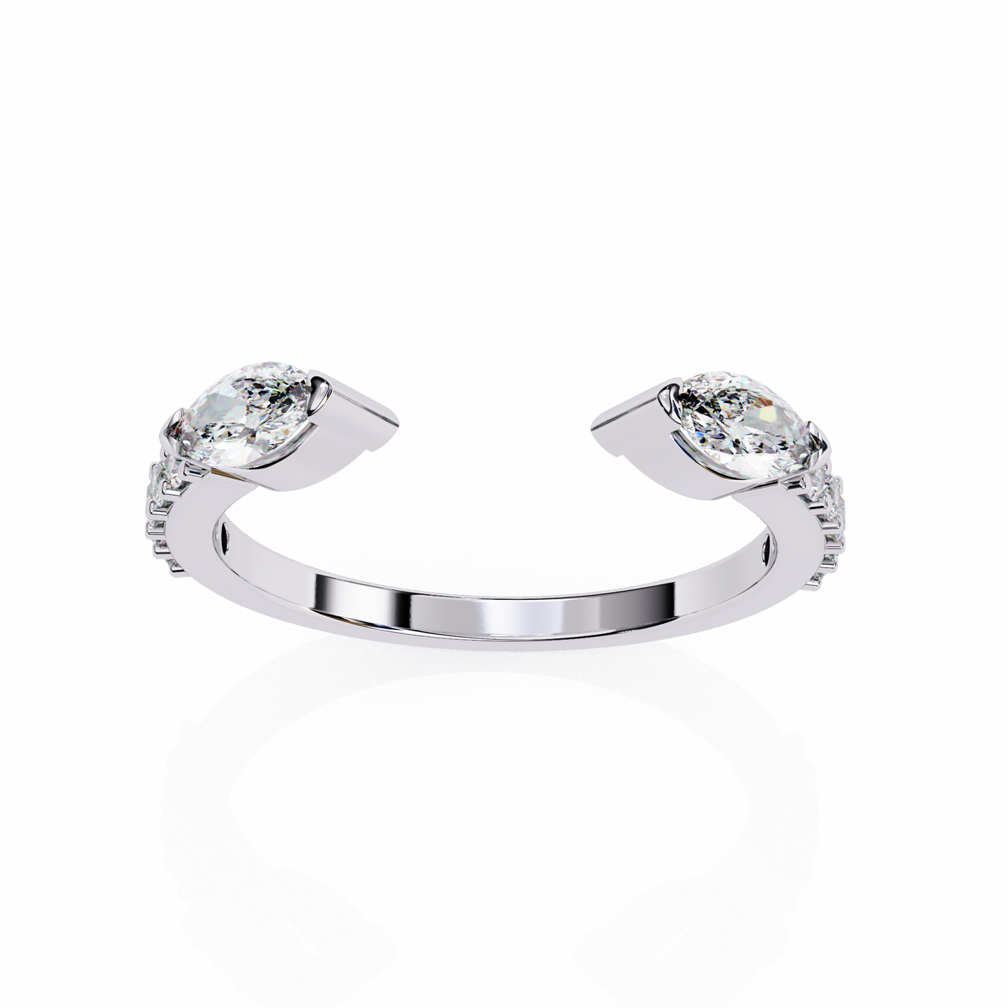 2 Stone Gap Ring/Wedding Ring/F Color/VS Clarity/Diamond Ring/CVD Diamond Ring/Round Cut Diamond/Prong Set/Pave Set/10k Gold/14k Gold/18k Gold/Yellow Gold/White Gold/Rose Gold/Anniversary Gift