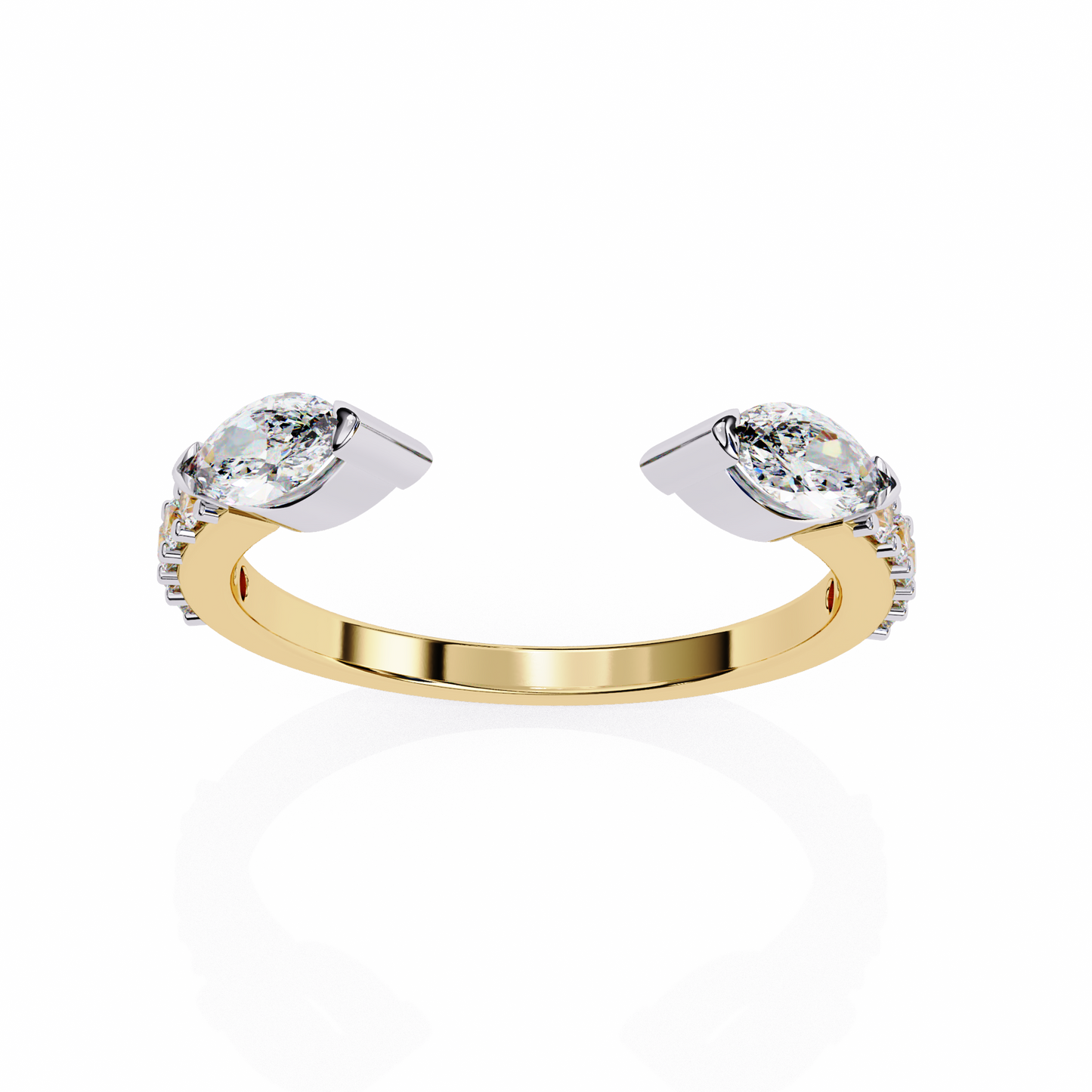 2 Stone Gap Ring/Wedding Ring/F Color/VS Clarity/Diamond Ring/CVD Diamond Ring/Round Cut Diamond/Prong Set/Pave Set/10k Gold/14k Gold/18k Gold/Yellow Gold/White Gold/Rose Gold/Anniversary Gift