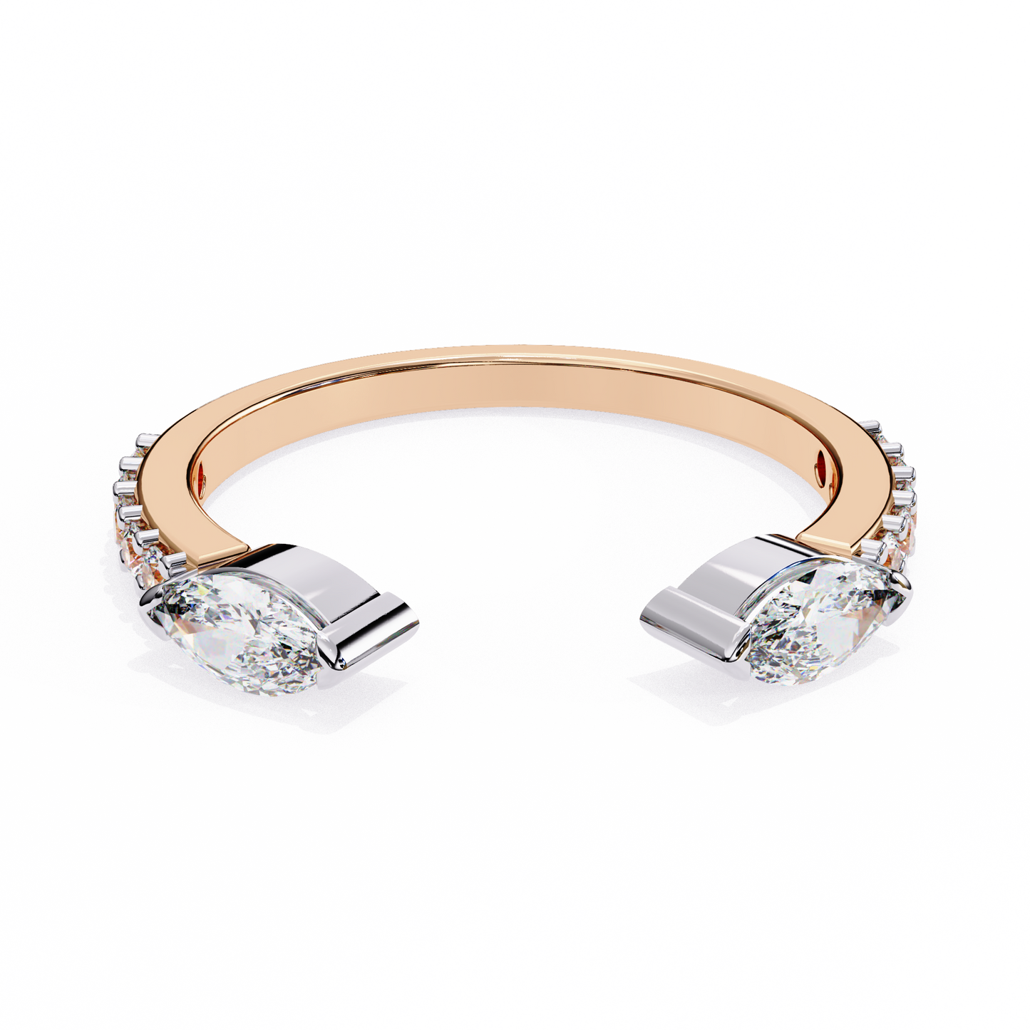 2 Stone Gap Ring/Wedding Ring/F Color/VS Clarity/Diamond Ring/CVD Diamond Ring/Round Cut Diamond/Prong Set/Pave Set/10k Gold/14k Gold/18k Gold/Yellow Gold/White Gold/Rose Gold/Anniversary Gift