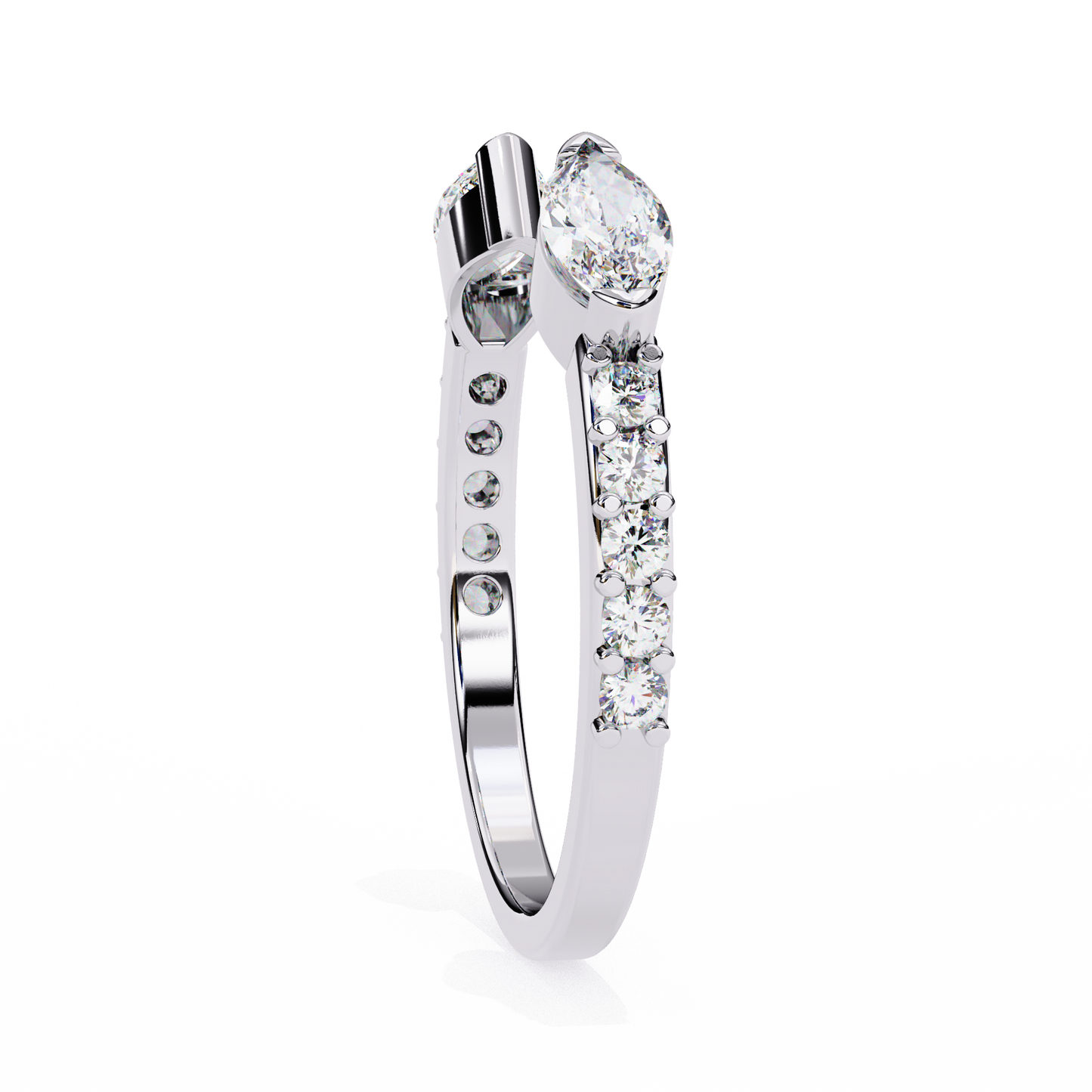 2 Stone Gap Ring/Wedding Ring/F Color/VS Clarity/Diamond Ring/CVD Diamond Ring/Round Cut Diamond/Prong Set/Pave Set/10k Gold/14k Gold/18k Gold/Yellow Gold/White Gold/Rose Gold/Anniversary Gift