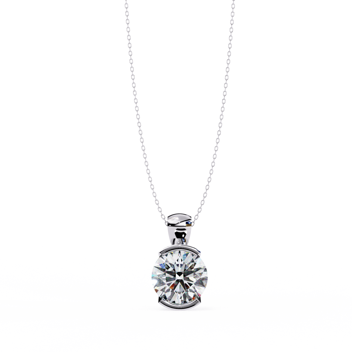 2.22 Ct Round Cut Lab Grown Diamond Half Bezel Pendant/CVD Diamond Pendant/Gold Diamond Pendant/2 Ct Diamond Pendant/Solitaire Diamond Pendant/Anniversary Gift For Her/igi Certified/Ethical Diamond/Silver Pendant/Gold Pendant/CVD Diamond Pendant/EF Color Diamond/VS Clarity Diamond/Manmade Diamond/Lab Grown Diamond/Pendant Necklace/Round Cut Diamond/Pendant