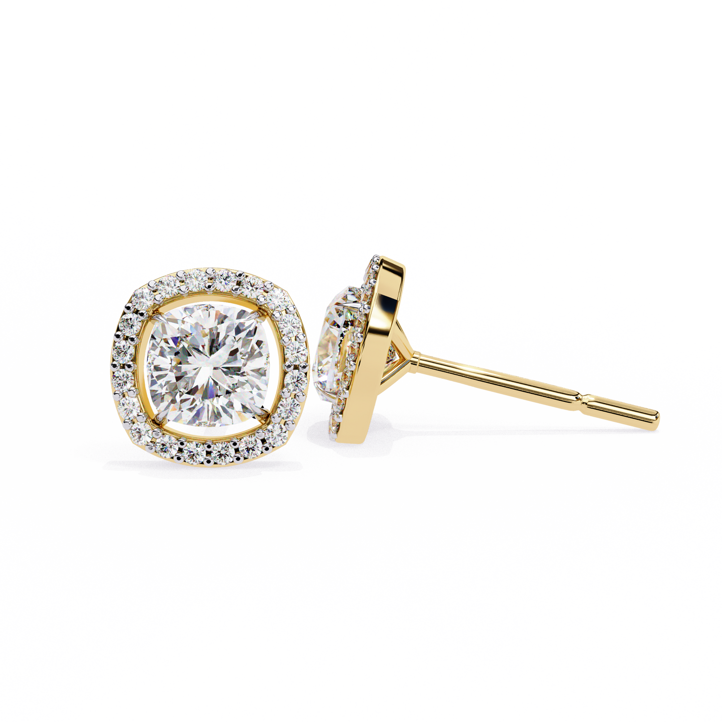 1 ct Cushion Halo Studs/Gold CVD Diamond Earring/Anniversary Gift/Solitaire Diamond Stud Earring/1 Ct Diamond Earring/Prong Setting/igi Certified/Stud Earring/Ethical Diamond/Silver Earring/Gold Earring/CVD Diamond Earring/F Color Diamond/VS Clarity Diamond/Manmade Diamond/Lab Grown Diamond/Cushion Cut Diamond